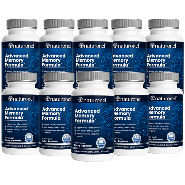 Advanced Memory Formula – Brain Supplement for Memory, Focus & Concentration, Cognitive Support with Bacopa, DMAE, Phosphatidylserine, Huperzine A, DHA & B Complex Vitamins – 10 Bottle