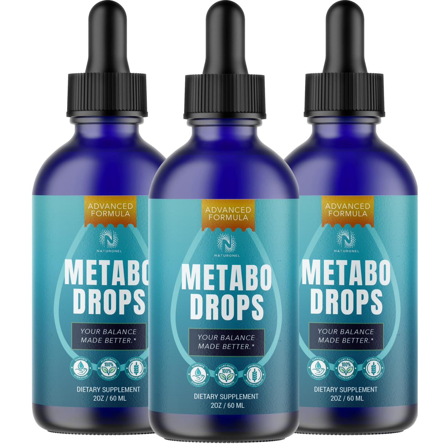 Metabo (3 Pack) Drops Liquid Dietary Supplement – Advanced Daily Wellness Formula with L-Arginine HCl, L-Glutamine & L-Tryptophan, Natural Lemon Flavor