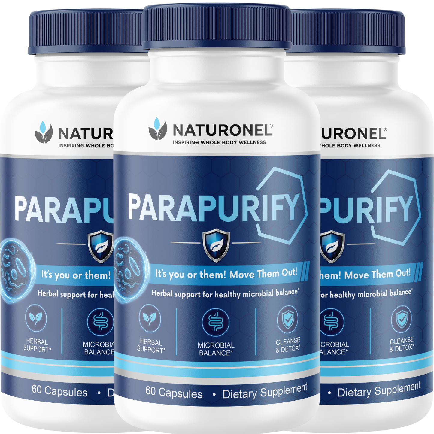 ParaPurify (3 Pack) Herbal Cleanse Supplement for Adults – Microbial Balance & Digestive Wellness Formula with Black Walnut, Psyllium Husk, Chlorella, Ginger & Papaya