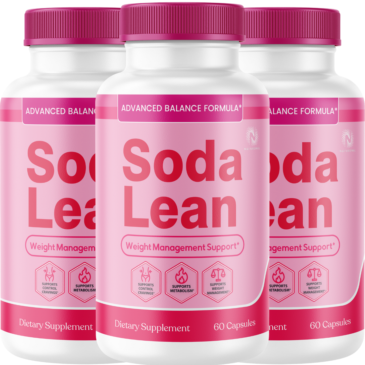 Soda Lean Metabolism Support (3 Pack) – Advanced Weight Management Formula with Raspberry Ketones, African Mango, Green Tea Extract & Apple Cider Vinegar