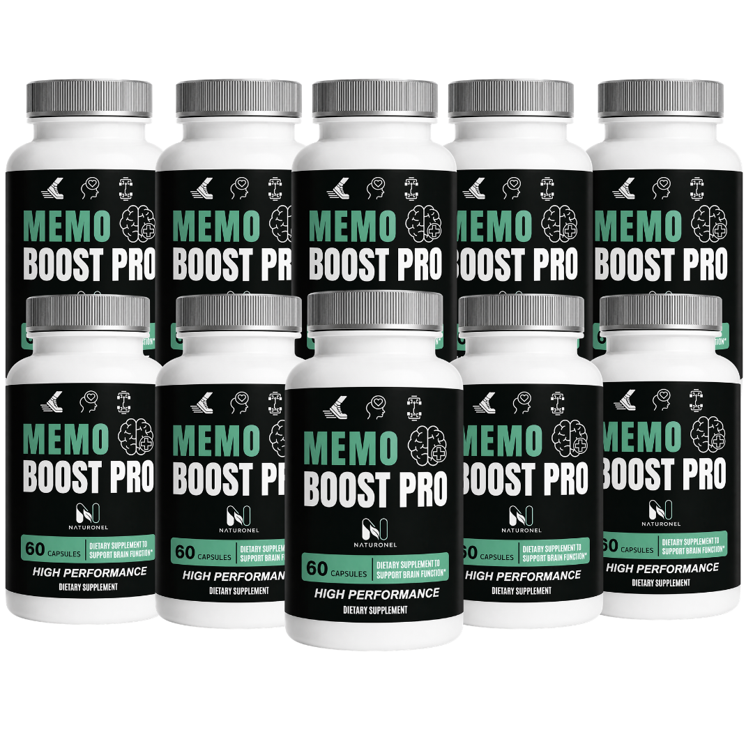 Memo Boost Pro – Brain Health Supplement with DMAE, Bacopa, GABA, DHA & Phosphatidylserine – Memory, Focus & Cognitive Support Formula – 60 Capsules