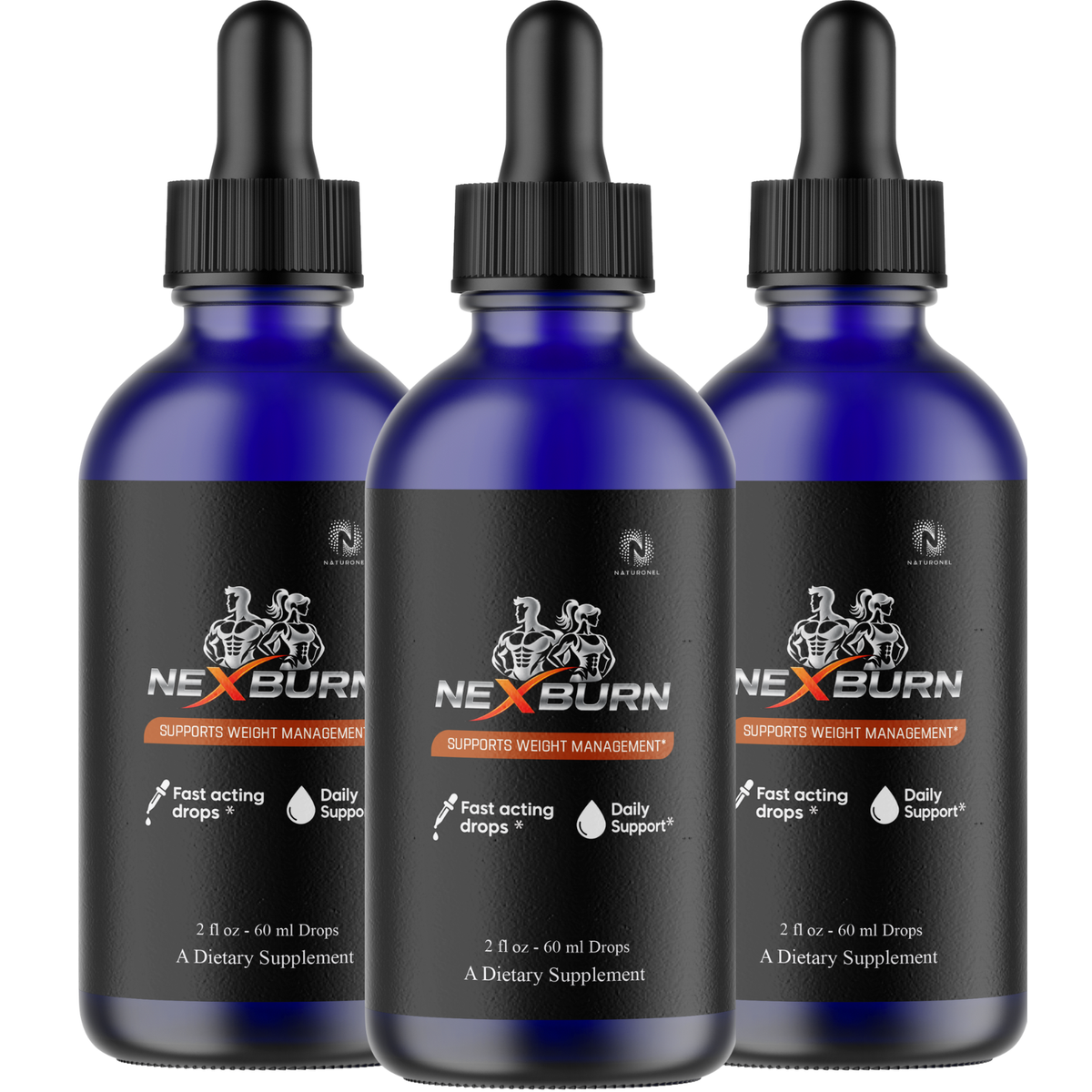 NEXBURN Weight Management Formula (3 Pack) – Fast Acting Liquid Drops with Amino Acid Blend – Daily Support