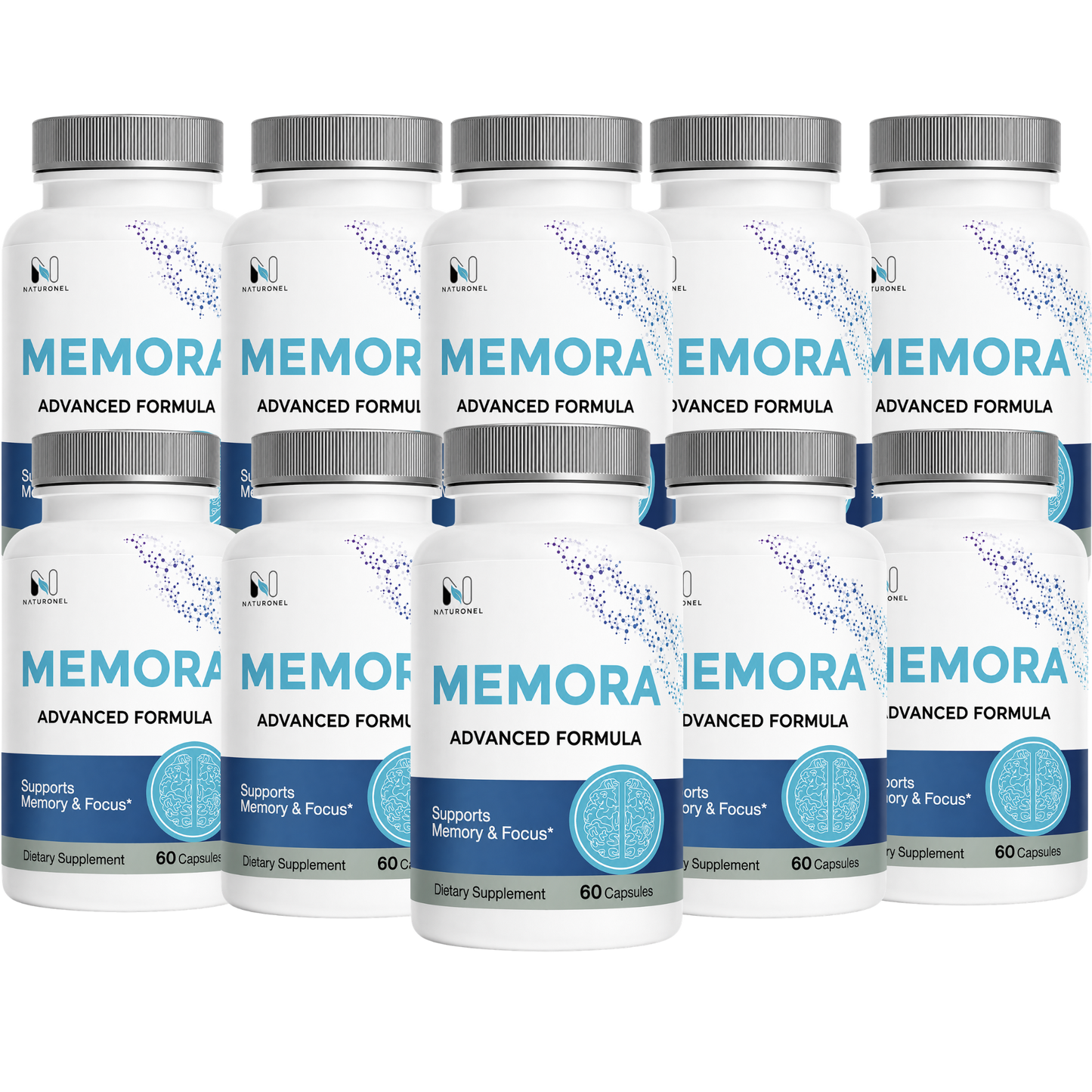 MEMORA Brain Support Supplement – Advanced Memory & Cognitive Focus Formula with DHA, DMAE & Bacopa – 60 Capsules