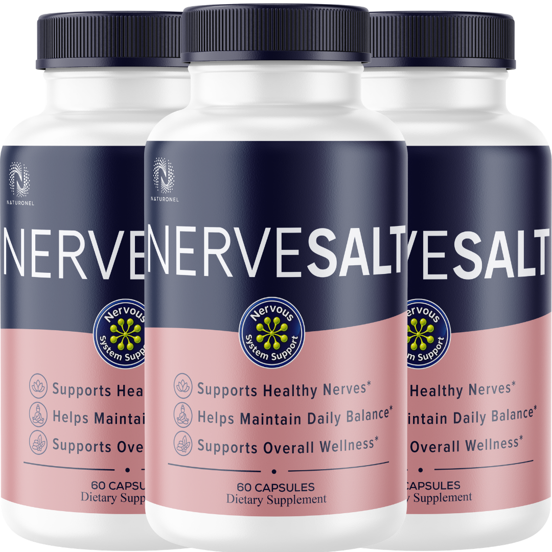 NerveSalt (3 Pack) Daily Nerve Wellness Supplement – Supports Healthy Nerves & Daily Balance – Turmeric, Ginger, Glucosamine Formula