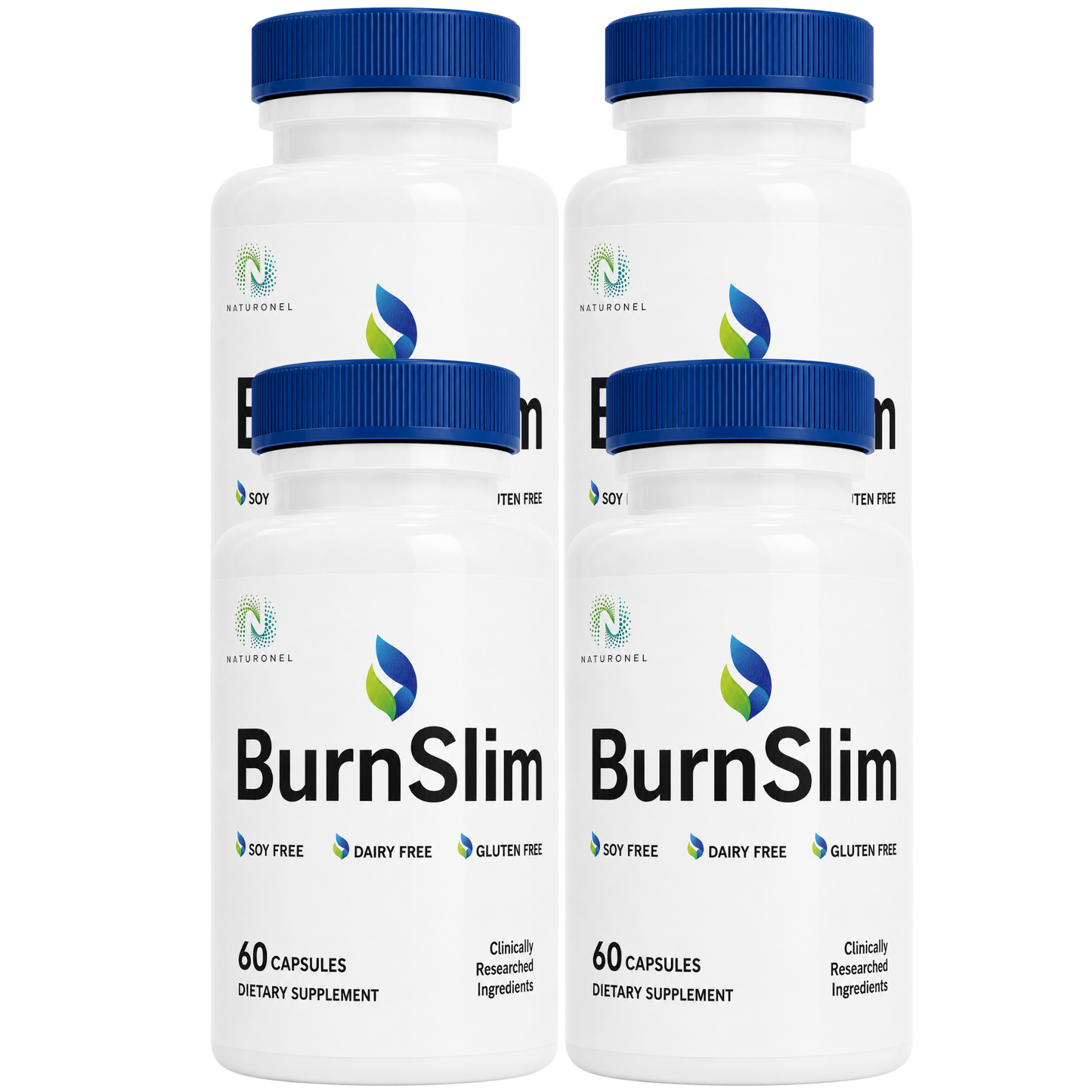 BurnSlim (4 Pack) Premium Multi-Ingredient Formula with Raspberry Ketones, African Mango, Green Tea Extract, Apple Cider Vinegar & Grape Seed Extract, Dietary Supplement