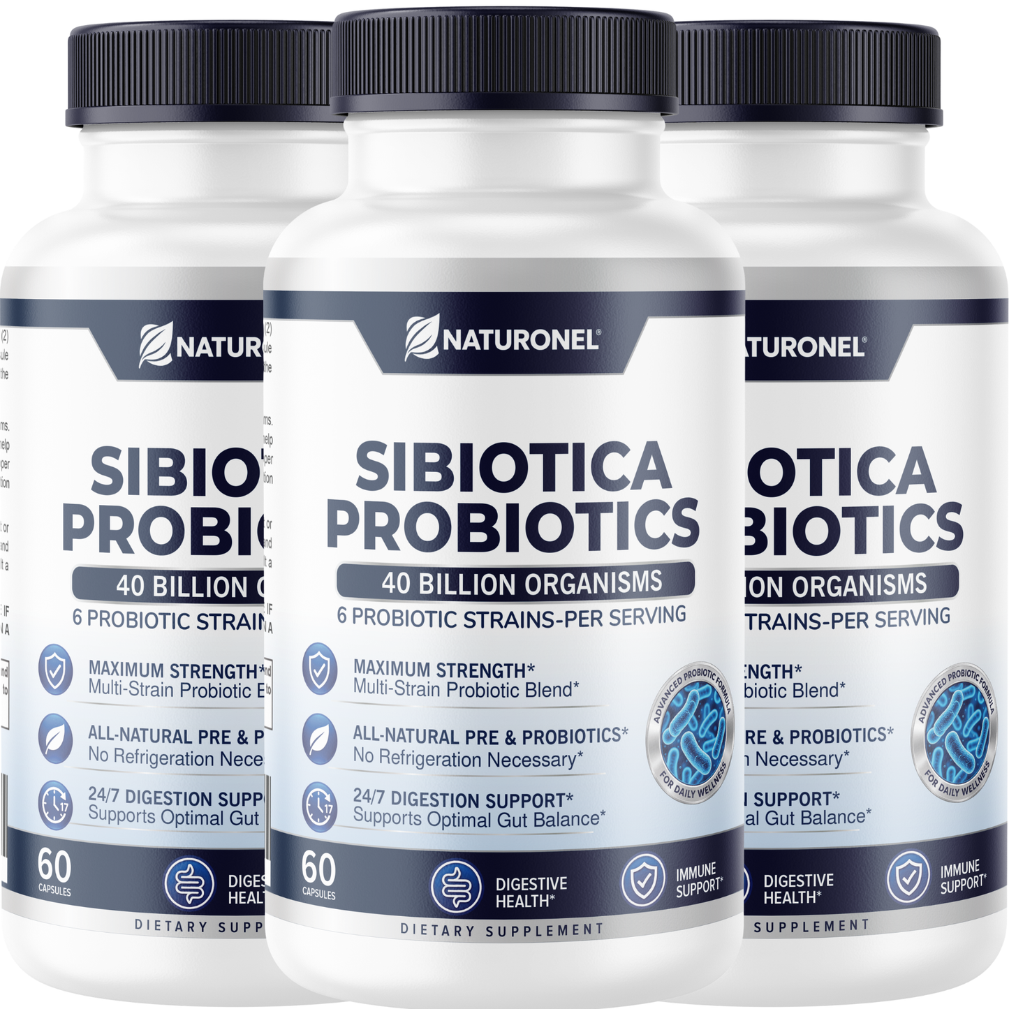 Sibiotica Probiotics 40 Billion CFU - Multi-Strain Probiotic with Prebiotics - Supports Digestive Health, Gut Balance & Immune Health