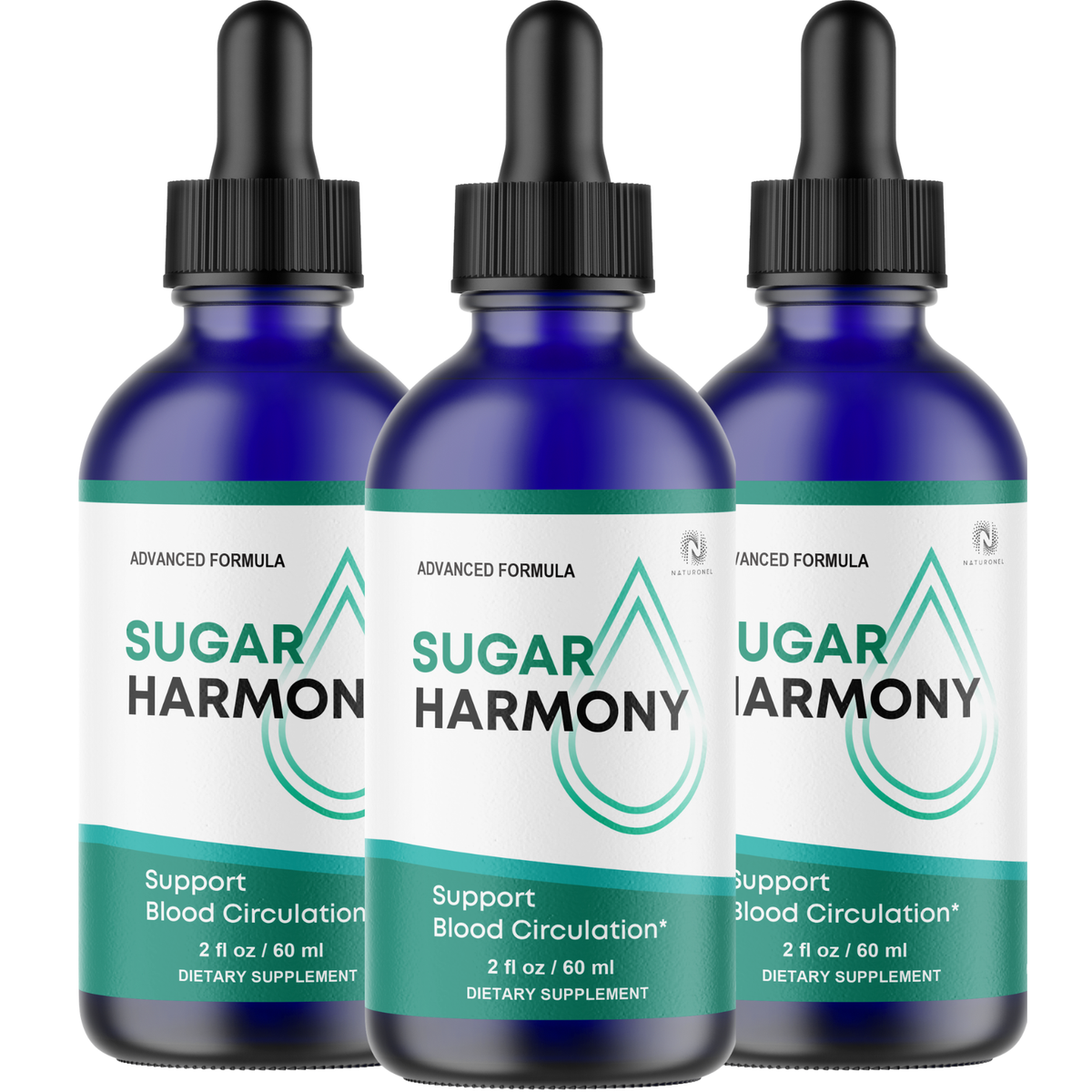 Sugar Harmony Drops (3 Pack) – Advanced Blood Circulation Support with L-Arginine, L-Glutamine & L-Tryptophan – Liquid Dietary Supplement