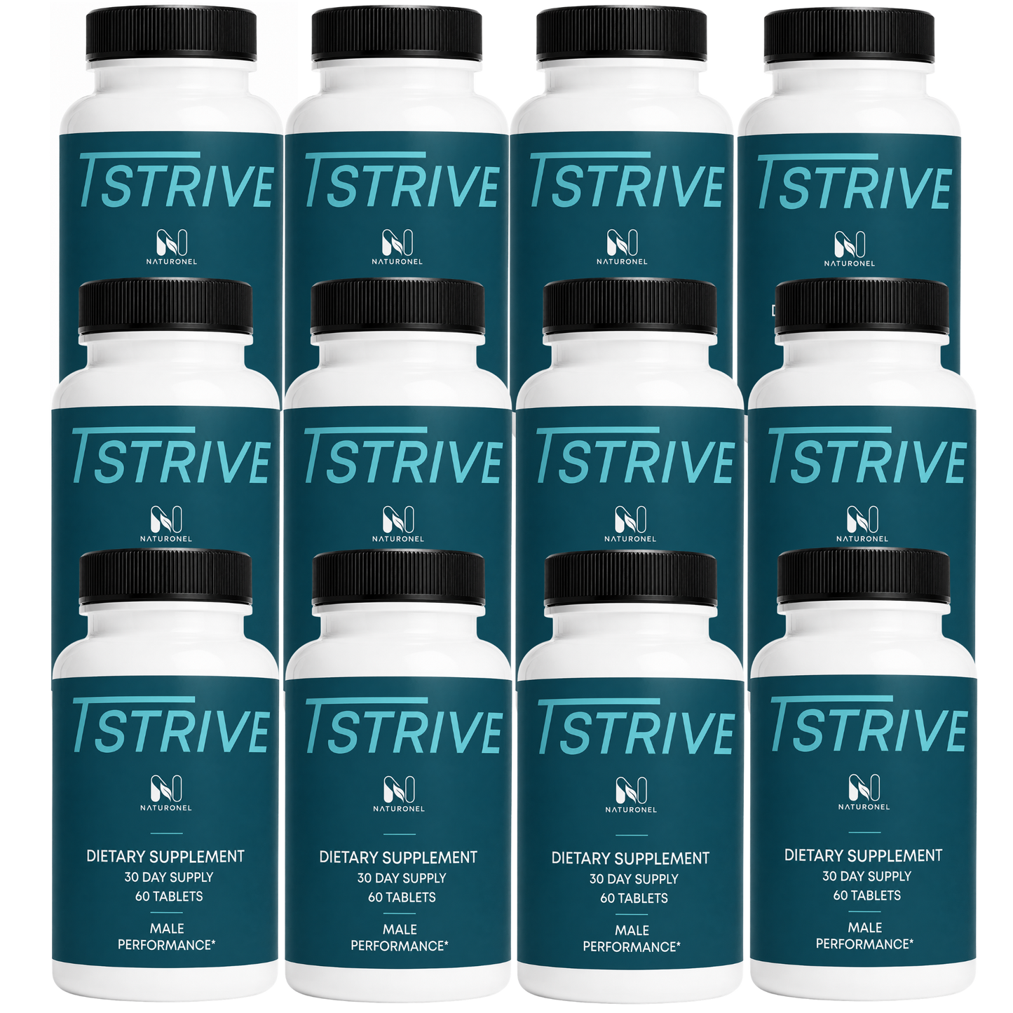 T-Strive Male Performance Supplement for Men – Daily Vitality Formula with Herbal & Nutrient Blend - 12 Bottle