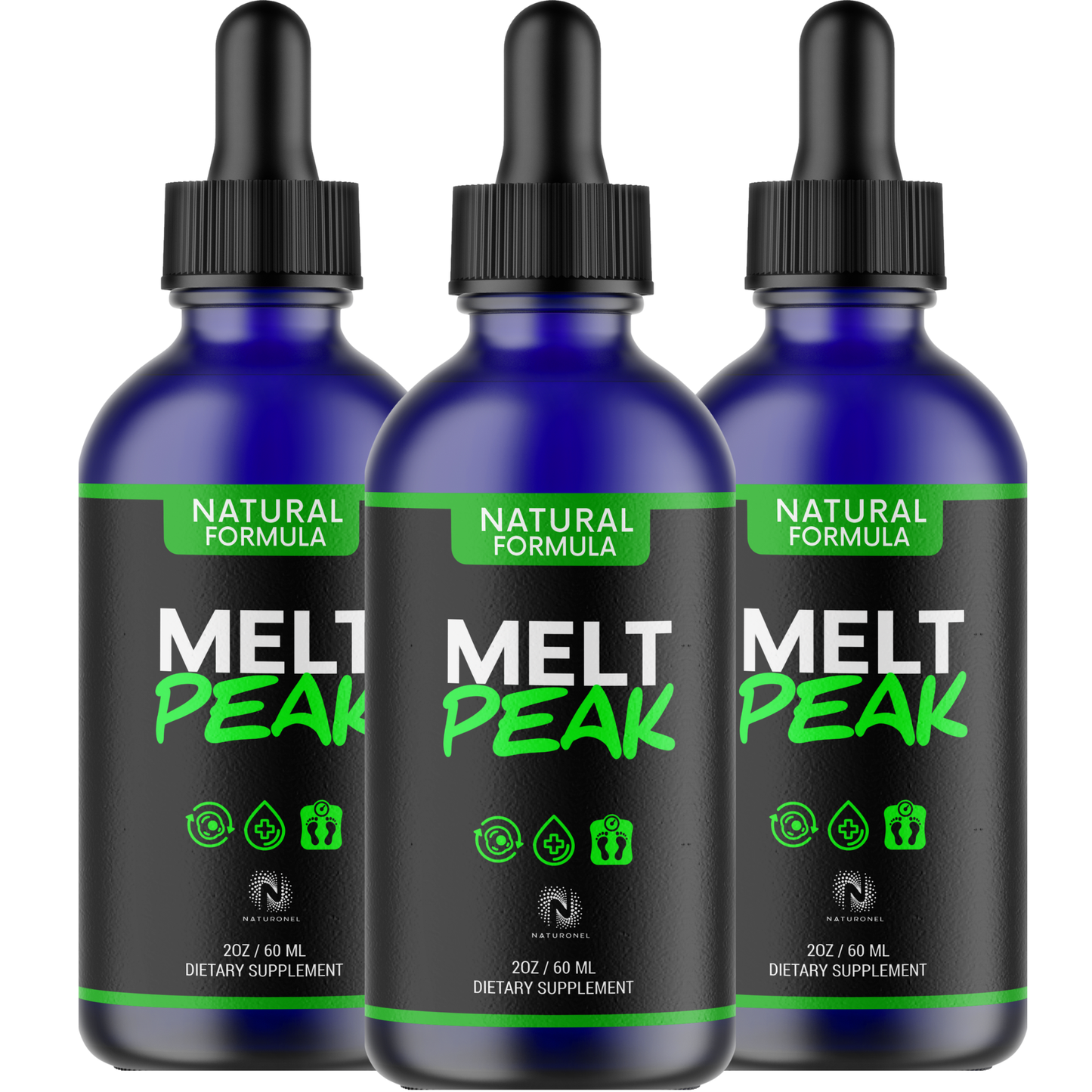 Melt Peak (3 Pack) Natural Formula – Liquid Metabolism Support Drops, Fast-Absorbing Daily Wellness Supplement