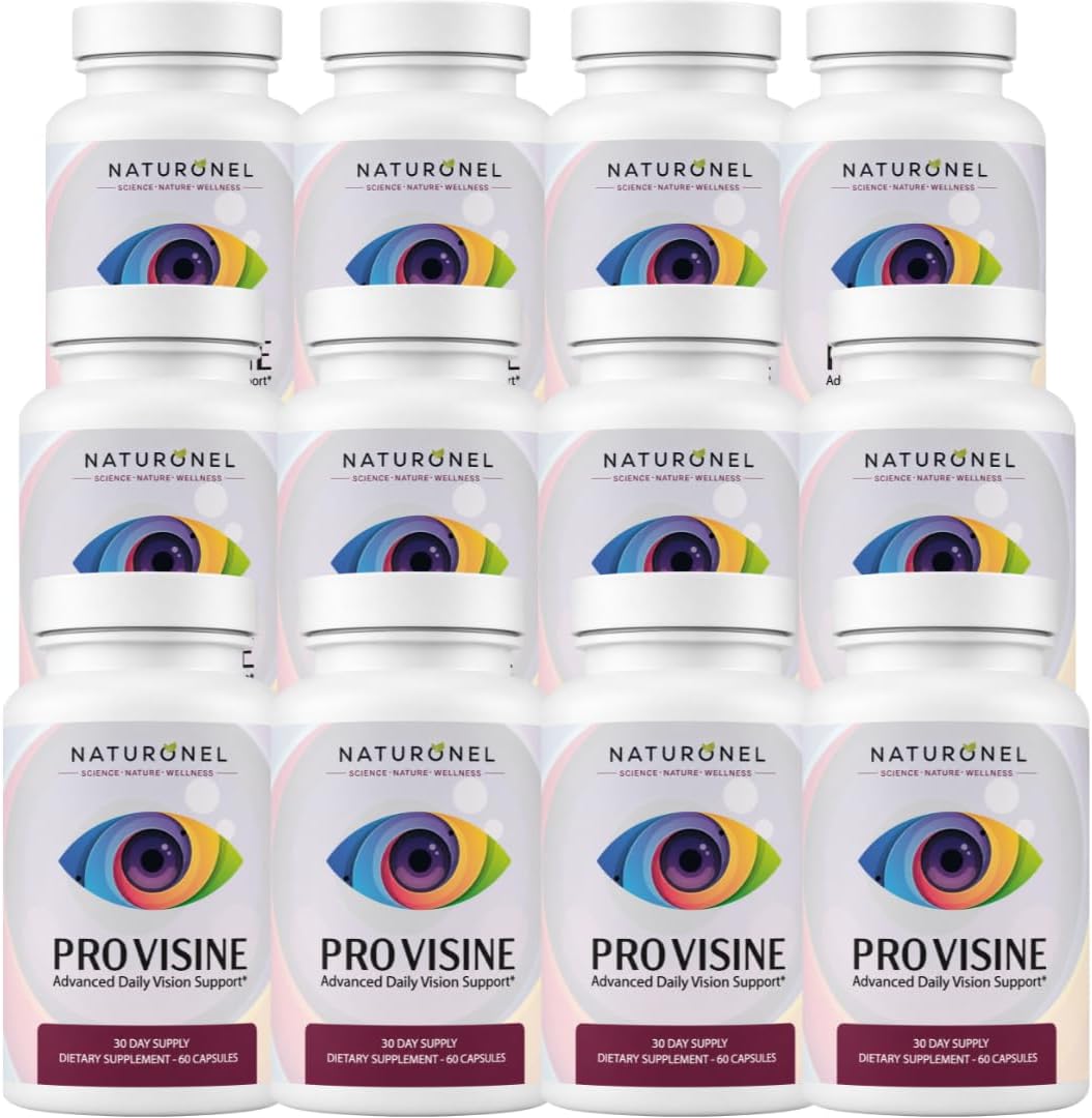 Provisine Vision Support Supplement (12 Bottles) Eye Vitamins with Lutein, Zeaxanthin, Bilberry, Eyebright, Alpha Lipoic Acid, Taurine, Vitamin A C E &amp; Zinc – Daily Eye Health Formula