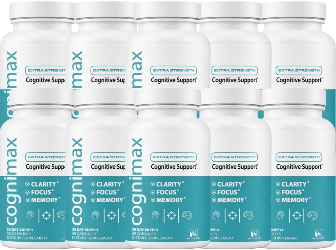 CogniMax Brain Health Supplement (10 Bottles) DMAE Bacopa Ginkgo GABA Phosphatidylserine - Brain Nutrition Formula with B Complex DHA Vitamins Minerals - Daily Cognitive Wellness