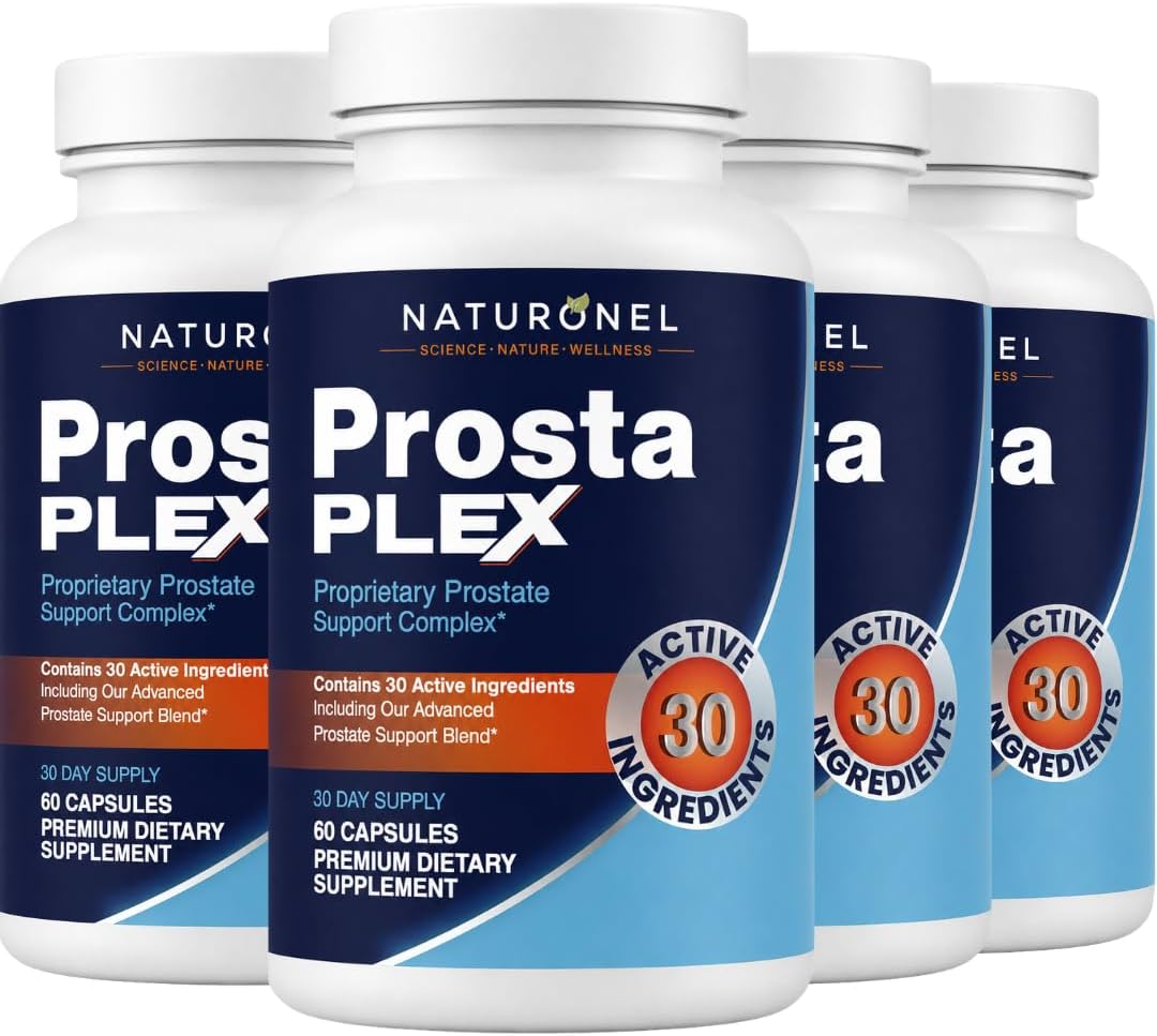 ProstaPlex Prostate Support (4 Bottles) Saw Palmetto 200mg, Pygeum, Plant Sterols, Mushroom Blend, Zinc &amp; Selenium - Supports Urinary Flow, Bladder Health &amp; Prostate Wellness