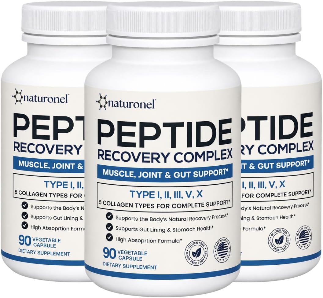 Peptide Recovery Formula - Elite 157 Recovery Complex (3-Pack) Collagen Peptides | Collagen Types i, ii, iii, v &amp; x | Connective Tissue &amp; Mobility Support | Made in USA
