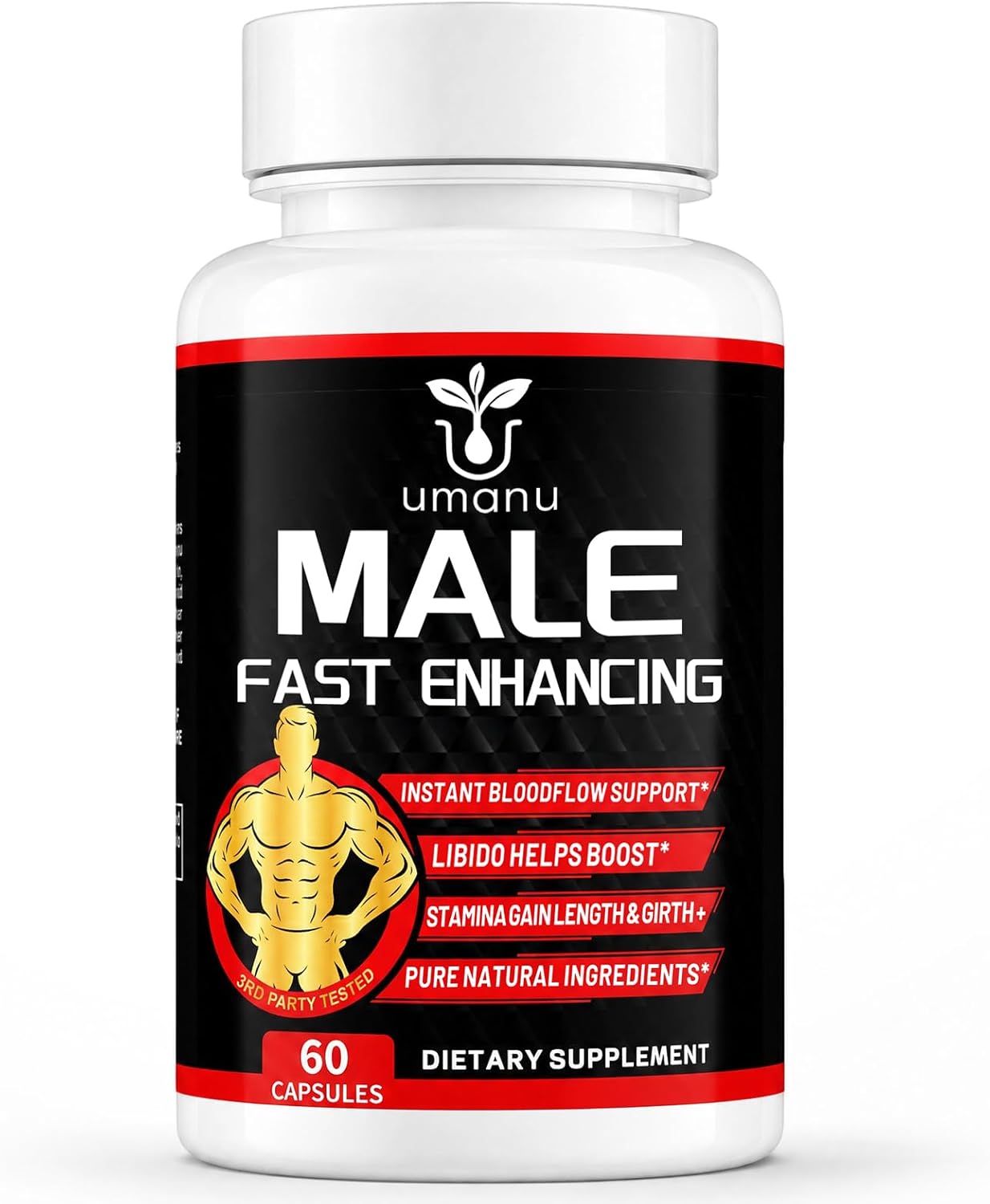 Umanu Fast-Acting Male Enhancing Supplement – Boost Blood Flow, Gain Drive, Size (Length + Girth), Increase Stamina – Made with Maca, Epimedium &amp; Other Natural Ingredients – 3rd Party Tested
