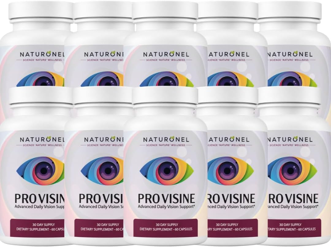 Provisine Vision Support Supplement (10 Bottles) Eye Vitamins with Lutein, Zeaxanthin, Bilberry, Eyebright, Alpha Lipoic Acid, Taurine, Vitamin A C E &amp; Zinc – Daily Eye Health Formula