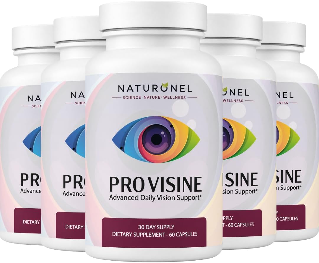 Provisine Vision Support Supplement (5 Bottles) Eye Vitamins with Lutein, Zeaxanthin, Bilberry, Eyebright, Alpha Lipoic Acid, Taurine, Vitamin A C E &amp; Zinc – Daily Eye Health Formula