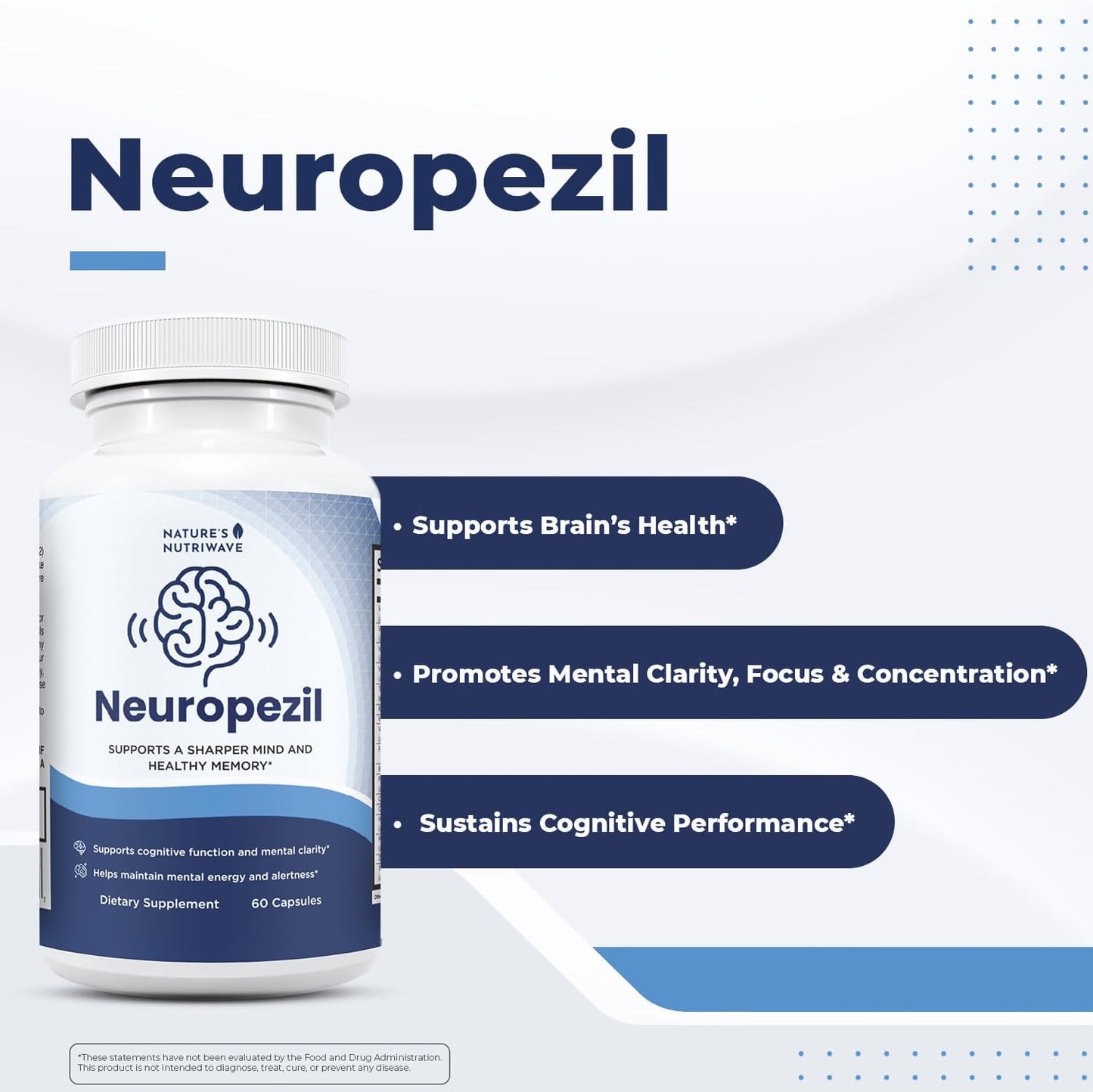 Neuropezil – Natural Multinutrient Formula with Bacopa, Phosphatidylserine &amp; Amino Acids – Non-GMO, Easy-to-Take Capsules, Made in USA, GMP Certified Facility - 60 Count, 30 Servings, 3 Month Supply