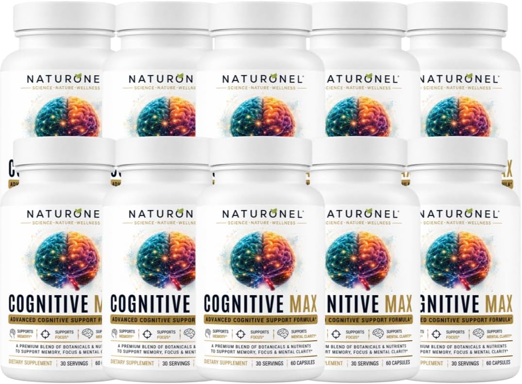 Cognitive Max Brain Supplement (10 Bottles) Focus Supplement for Memory, Mental Clarity &amp; Brain Health Support – Nootropic Formula with DMAE, Bacopa &amp; Phosphatidylserine