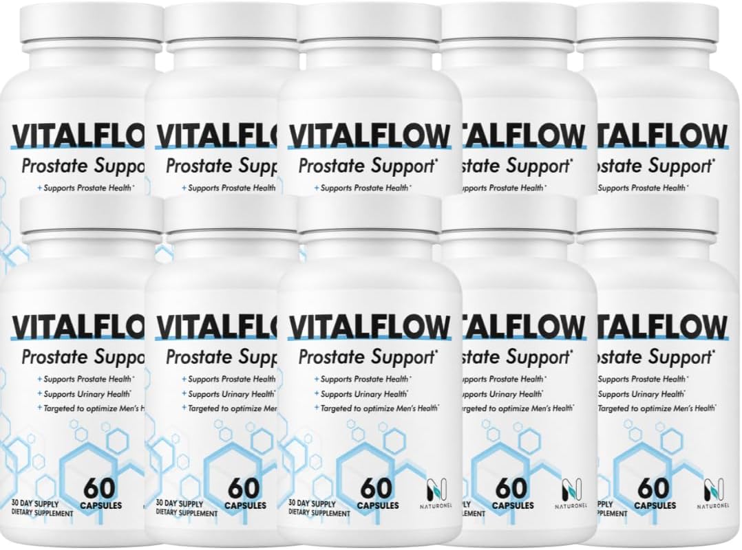 Vitalflow Prostate Support (10-Bottles) with Saw Palmetto 200mg, Pygeum, Plant Sterols, Mushroom Blend, Zinc &amp; Selenium - Supports Urinary Flow, Bladder Health &amp; Prostate Wellness | Vital flow