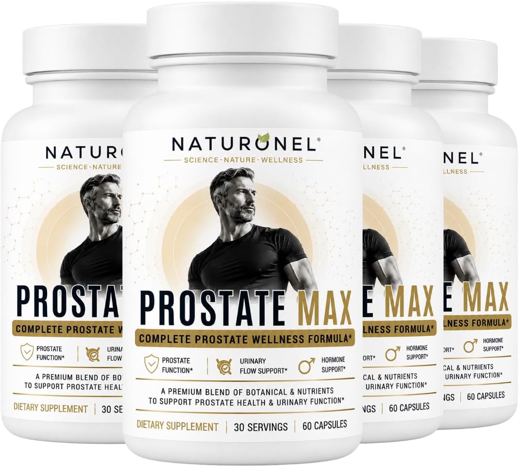 Prostate Max for Men (4-Pack) Advanced Prostate Support with Saw Palmetto 200mg, Pygeum, Plant Sterols, Mushroom Blend, Zinc &amp; Selenium - Supports Urinary Flow, Bladder Health &amp; Prostate Wellness