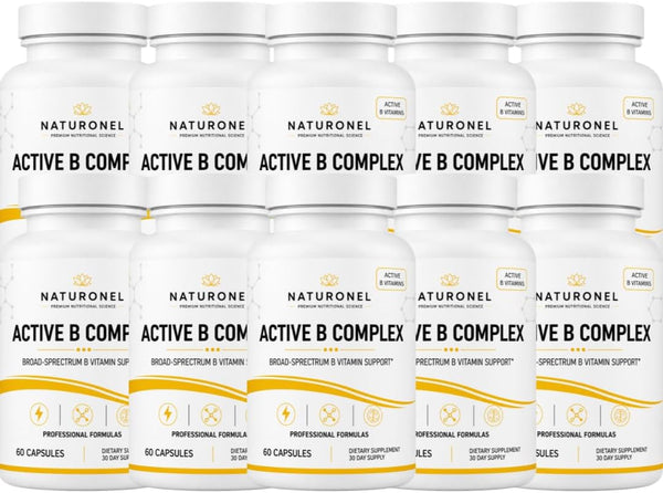 Active B Complex (10 Bottles) Vitamin B Complex Supplement with B1, B2, B3, B5, B6, Folate, B12, Vitamin C, Biotin, Choline &amp; Inositol – Energy Metabolism &amp; Nervous System Support