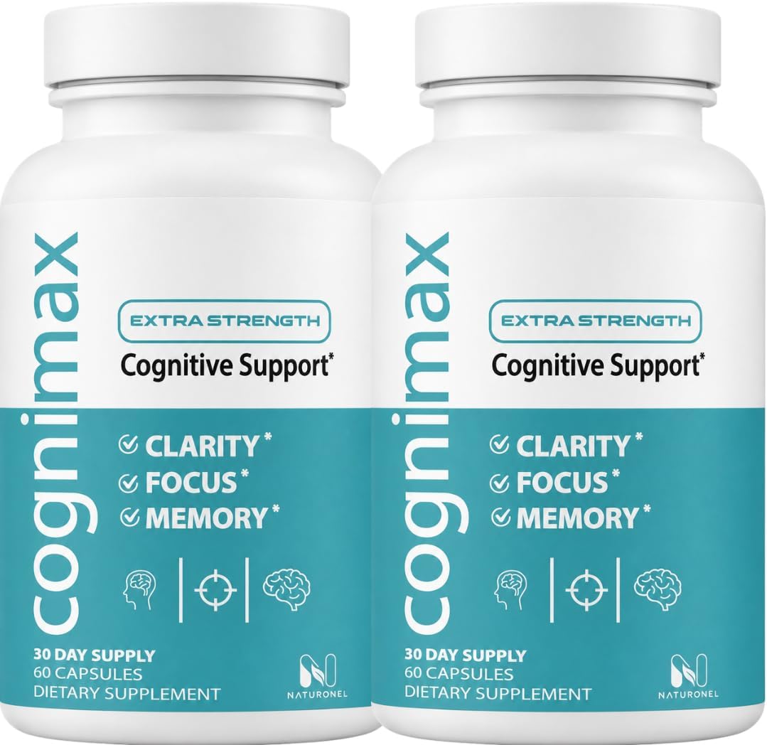 CogniMax Brain Health Supplement (2 Bottles) DMAE Bacopa Ginkgo GABA Phosphatidylserine - Brain Nutrition Formula with B Complex DHA Vitamins Minerals - Daily Cognitive Wellness