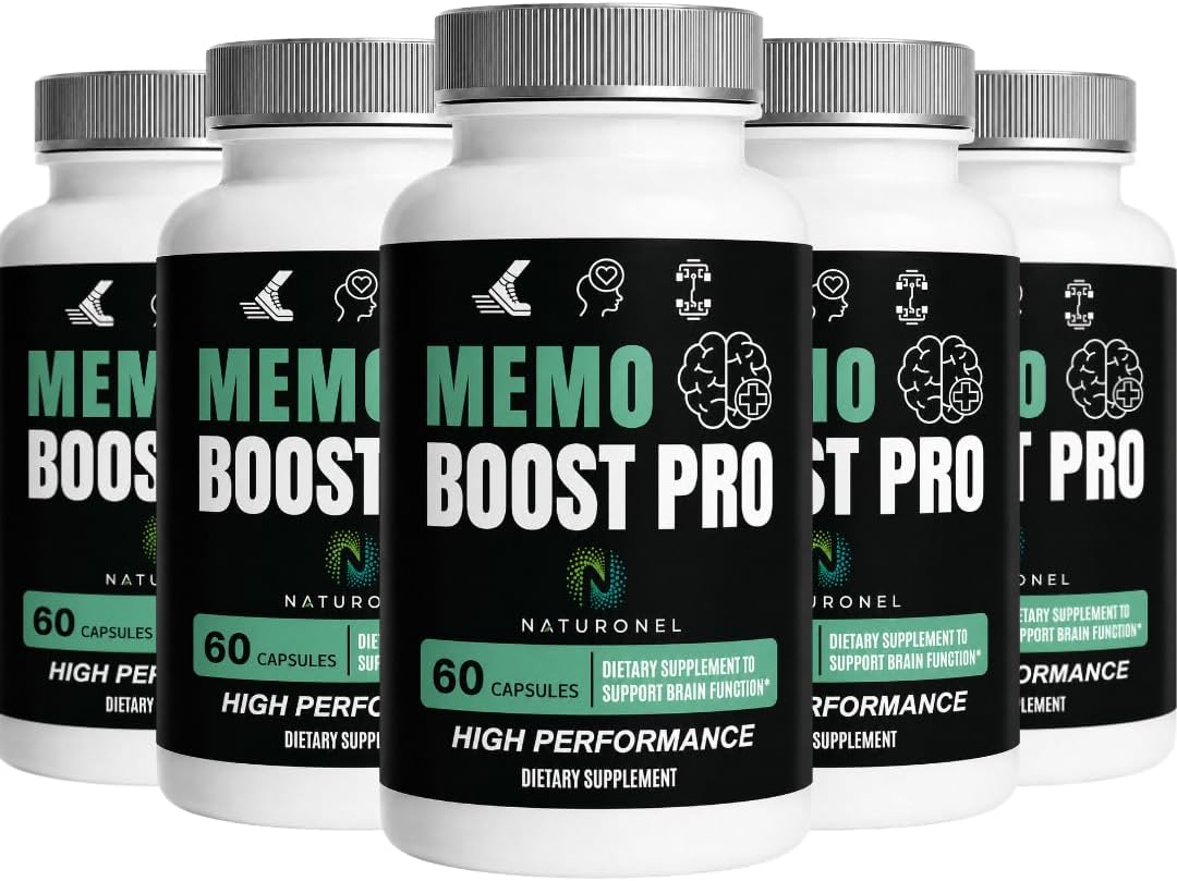 Memo Boost Pro - Brain Supplement (5 Bottles) Focus Supplement for Memory, Mental Clarity &amp; Brain Health Support – Nootropic Formula with DMAE, Bacopa &amp; Phosphatidylserine