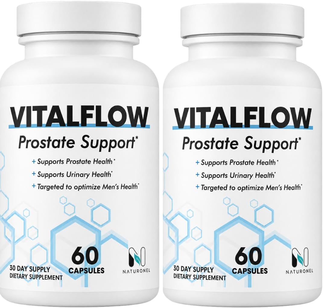 Vitalflow Prostate Support (2-Bottles) with Saw Palmetto 200mg, Pygeum, Plant Sterols, Mushroom Blend, Zinc &amp; Selenium - Supports Urinary Flow, Bladder Health &amp; Prostate Wellness | Vital flow