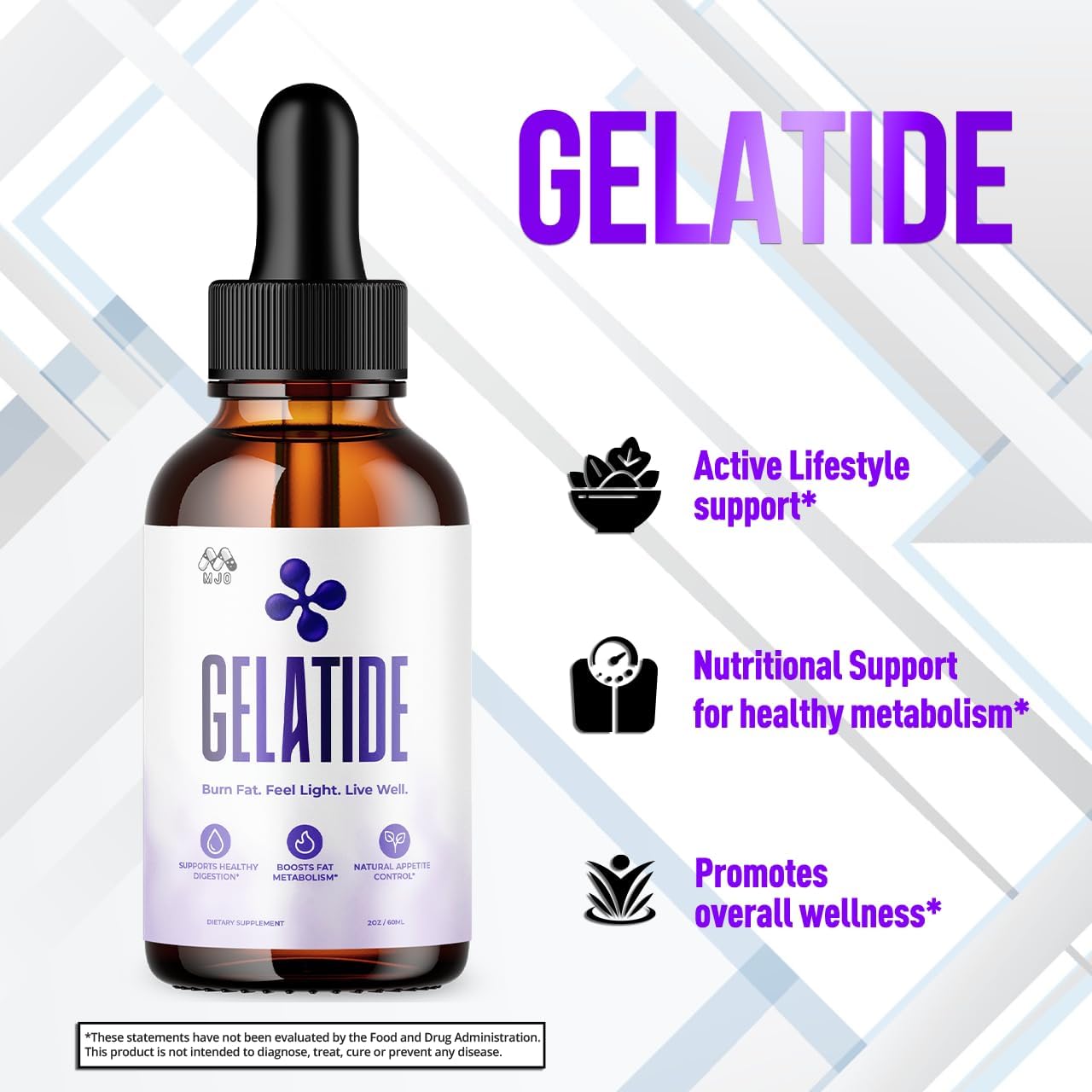 (2 Pack) Gelatide Drops, Official Gelatide Health Support Formula with All Natural Ingredients, Advanced Active Lifestyle Support Supplement Max Strength Vitamin Formula for Women &amp; Men (60 Servings)