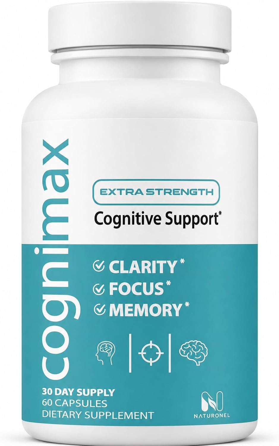 CogniMax Brain Health Supplement - DMAE Bacopa Ginkgo GABA Phosphatidylserine - Brain Nutrition Formula with B Complex DHA Vitamins Minerals - Daily Cognitive Wellness - Vegan - 60 Capsules