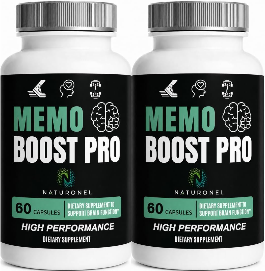 Memo Boost Pro - Brain Supplement (2 Bottles) Focus Supplement for Memory, Mental Clarity &amp; Brain Health Support – Nootropic Formula with DMAE, Bacopa &amp; Phosphatidylserine