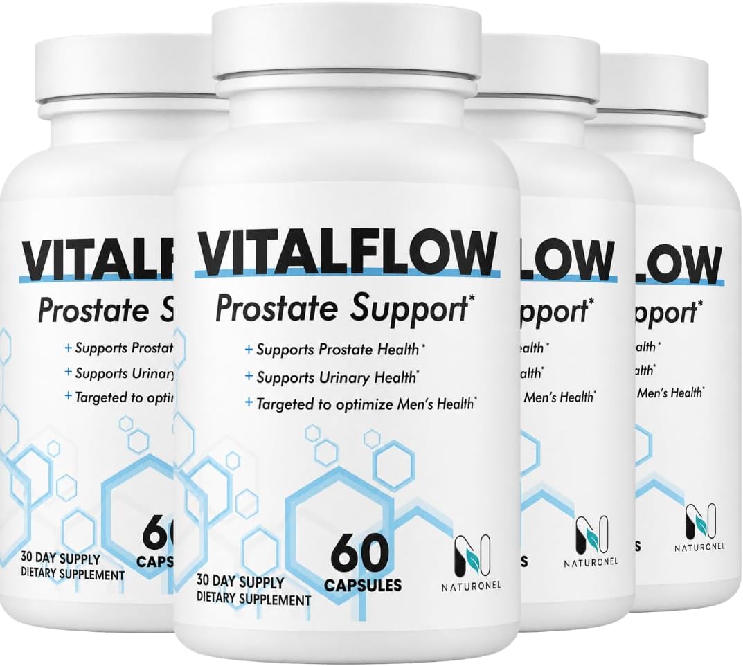 Vitalflow Prostate Support (4-Bottles) with Saw Palmetto 200mg, Pygeum, Plant Sterols, Mushroom Blend, Zinc &amp; Selenium - Supports Urinary Flow, Bladder Health &amp; Prostate Wellness | Vital flow