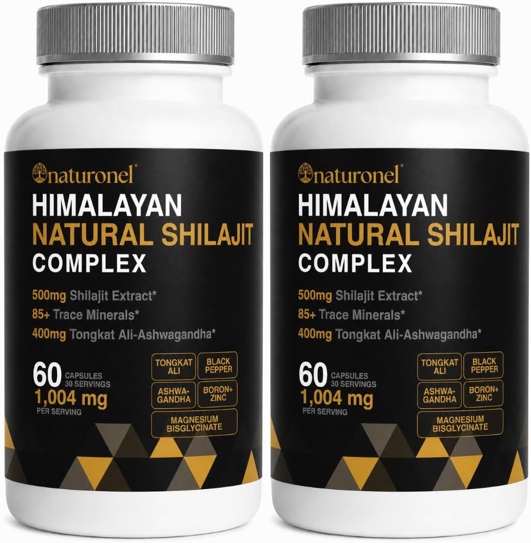 Highest Potency Black Shilajit for Men (2-Pack) 80% Fulvic Acid – Tongkat Ali, Ashwagandha, Boron &amp; Black Pepper | 85+ Trace Minerals &amp; Fulvic Acid | Pure Himalayan Shilajit Capsules
