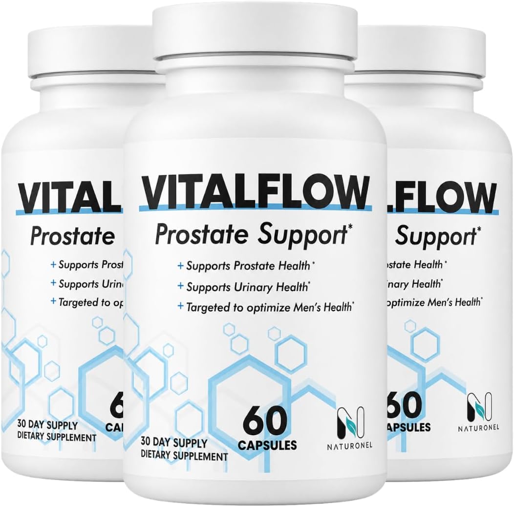 Vitalflow Prostate Support (3-Bottles) with Saw Palmetto 200mg, Pygeum, Plant Sterols, Mushroom Blend, Zinc &amp; Selenium - Supports Urinary Flow, Bladder Health &amp; Prostate Wellness | Vital flow