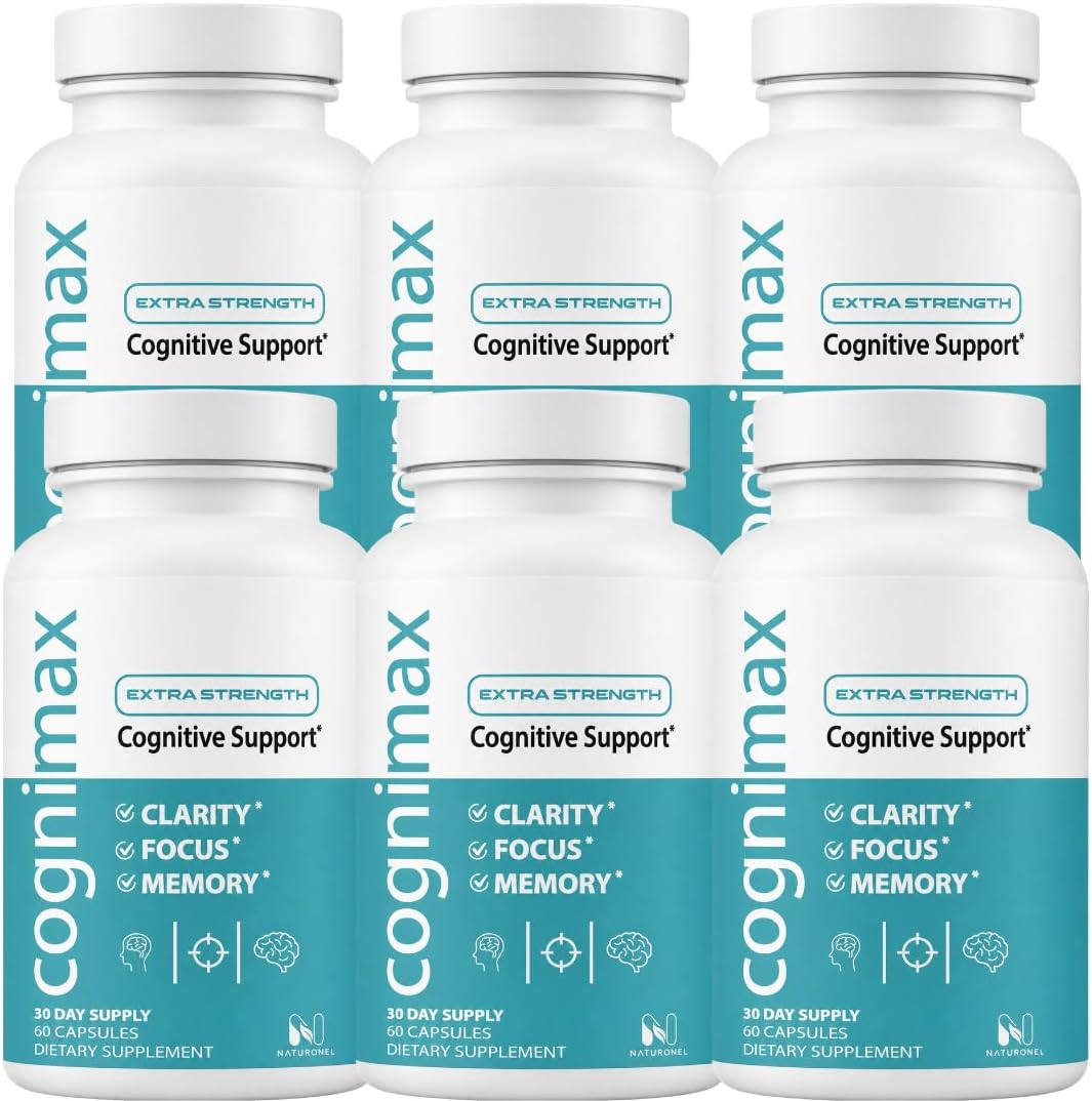 CogniMax Brain Health Supplement (6 Bottles) DMAE Bacopa Ginkgo GABA Phosphatidylserine - Brain Nutrition Formula with B Complex DHA Vitamins Minerals - Daily Cognitive Wellness