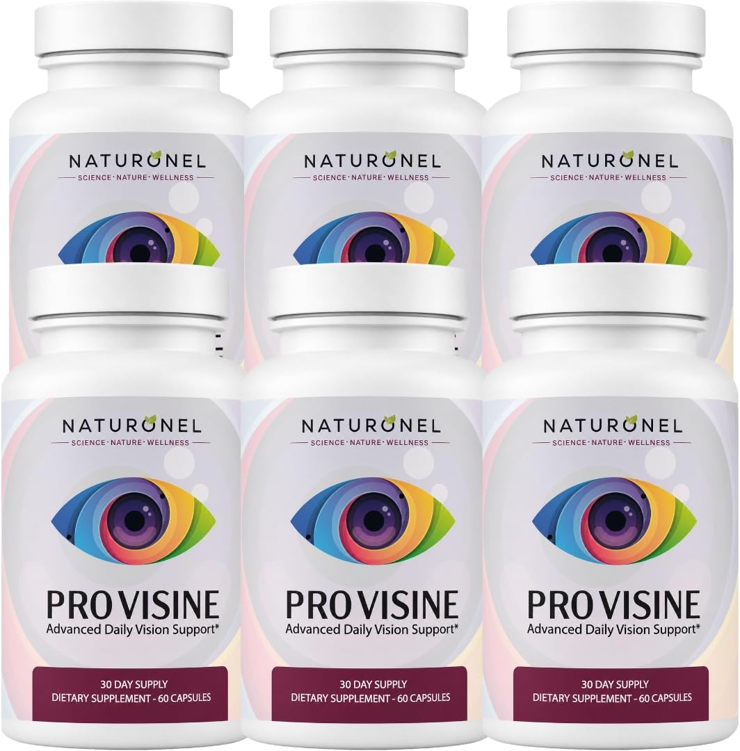 Provisine Vision Support Supplement (6 Bottles) Eye Vitamins with Lutein, Zeaxanthin, Bilberry, Eyebright, Alpha Lipoic Acid, Taurine, Vitamin A C E &amp; Zinc – Daily Eye Health Formula