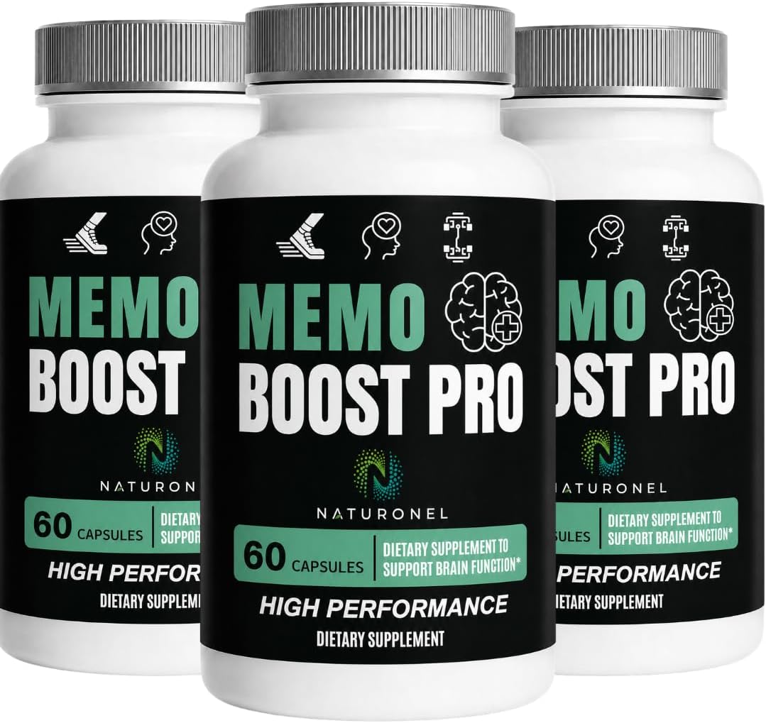 Memo Boost Pro - Brain Supplement (3 Bottles) Focus Supplement for Memory, Mental Clarity &amp; Brain Health Support – Nootropic Formula with DMAE, Bacopa &amp; Phosphatidylserine