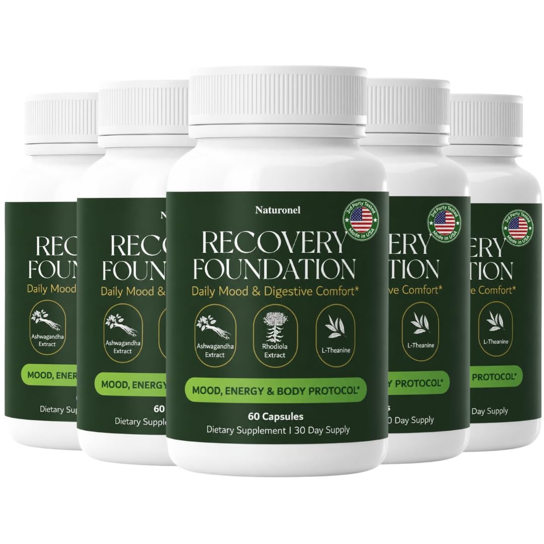 Zafira Organics Recovery Foundation Capsules (5 Bottles) Zafira Recovery Foundation Herbal Supplement for Mood Support, Mental Clarity &amp; Daily Wellness