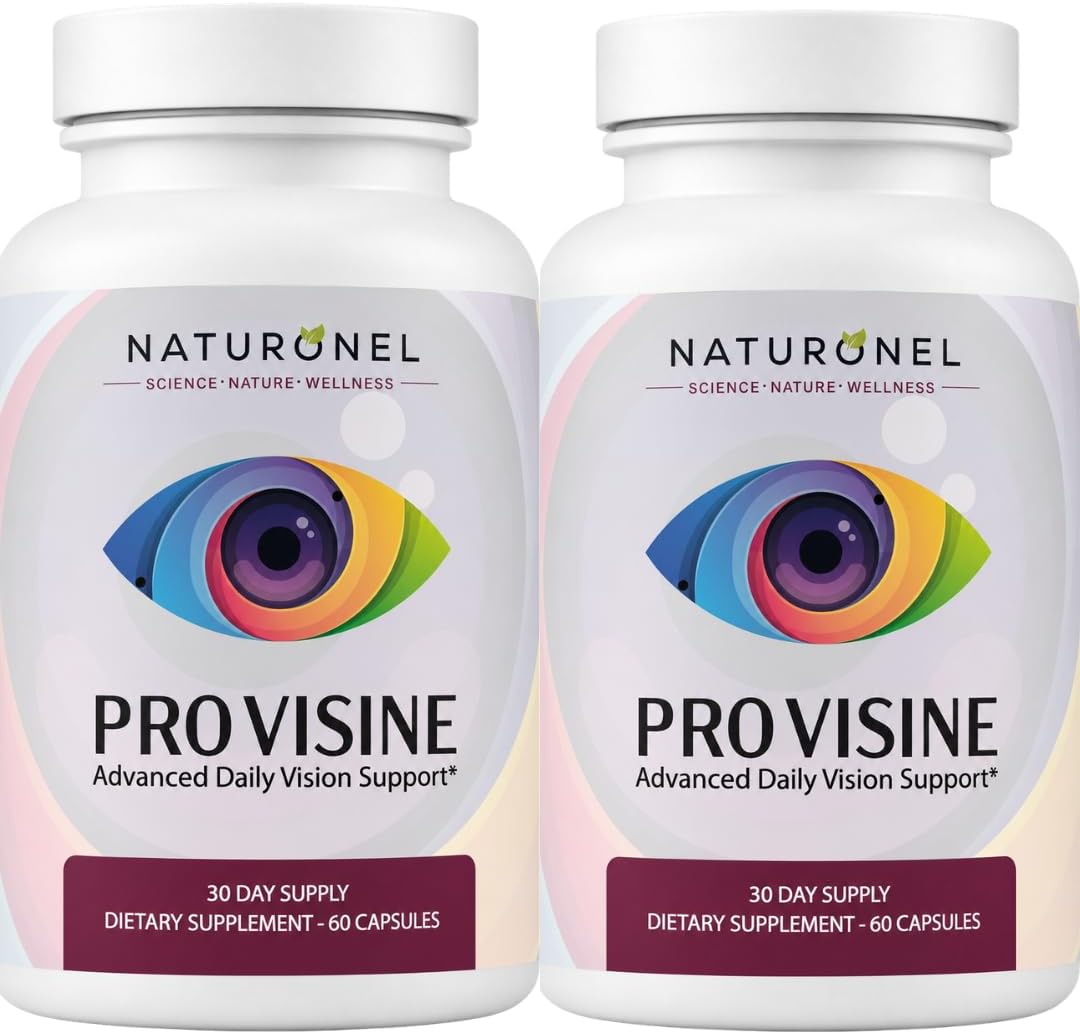 Provisine Vision Support Supplement (2 Bottles) Eye Vitamins with Lutein, Zeaxanthin, Bilberry, Eyebright, Alpha Lipoic Acid, Taurine, Vitamin A C E &amp; Zinc – Daily Eye Health Formula