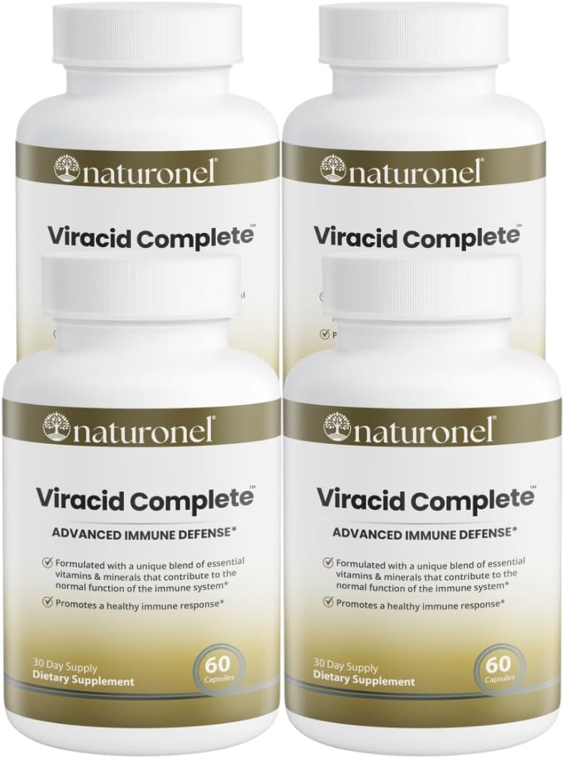Viracid Complete (4-Pack) Comprehensive Immune Formula with Elderberry, Echinacea, Garlic, Zinc, L-Glutamine &amp; Turmeric 95% Curcuminoids | Premium Supplement, Made in USA, GMP Certified