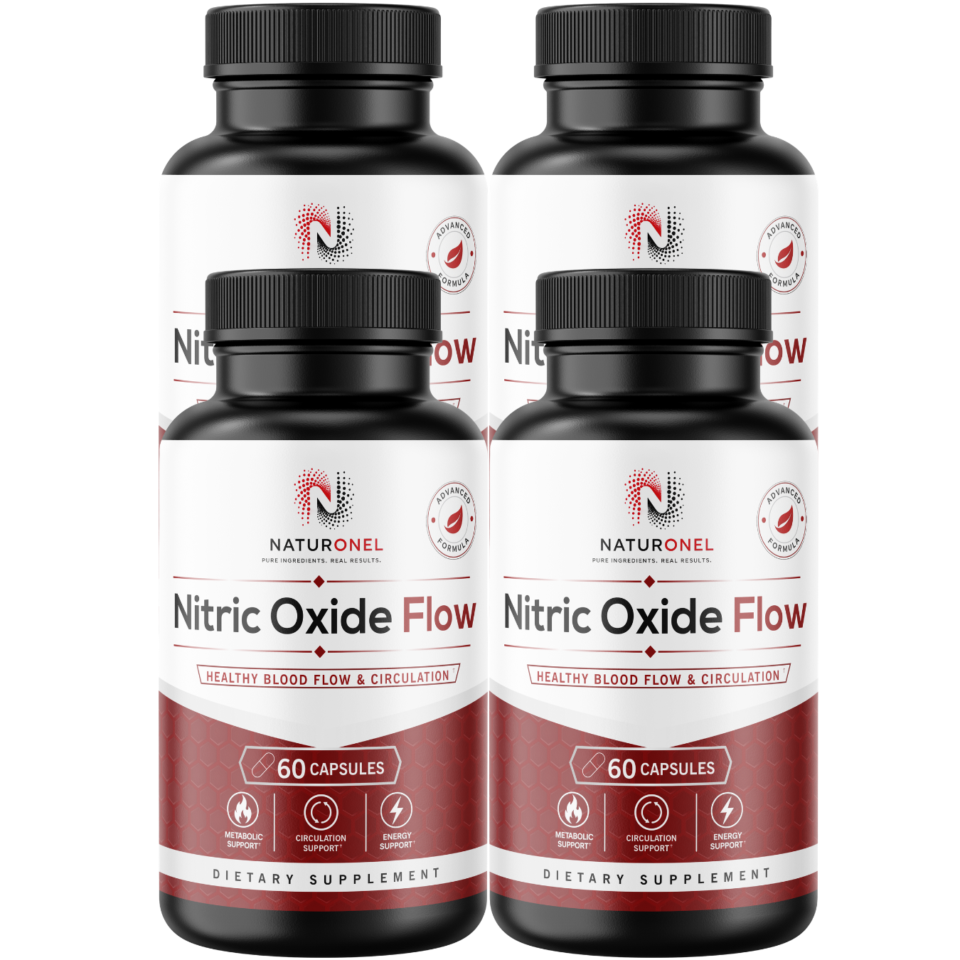 Nitric Oxide Flow Supplement (4 Pack) – L-Arginine, L-Citrulline & Beta-Alanine Formula for Healthy Blood Flow, Circulation & Energy Support – Nitric Oxide Booster