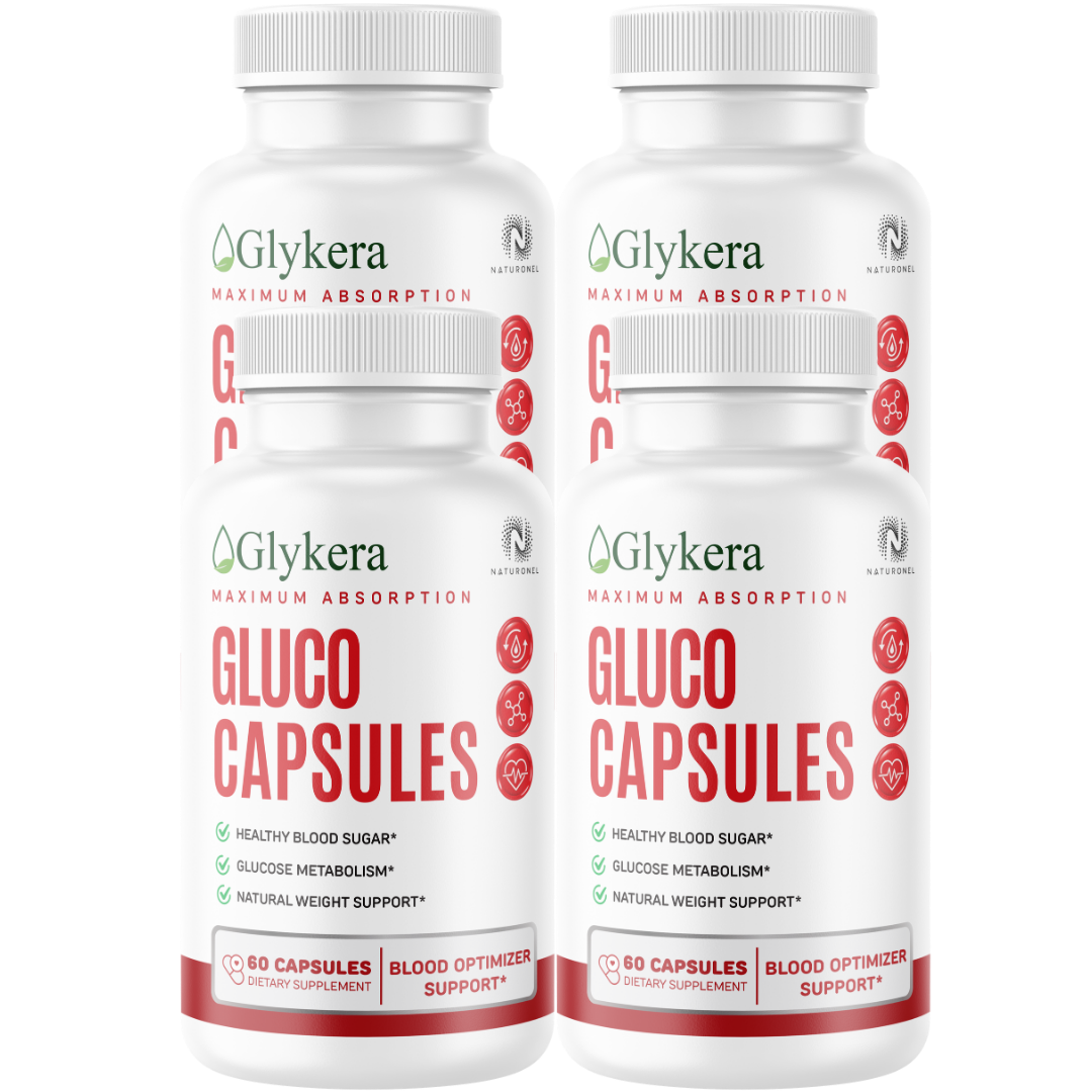 Glykera Gluco Capsules (4 Pack) – Maximum Absorption Blood Sugar Support Formula with Chromium, Cinnamon, Bitter Melon, Gymnema, Banaba & Alpha Lipoic Acid – Glucose Metabolism & Weight Support