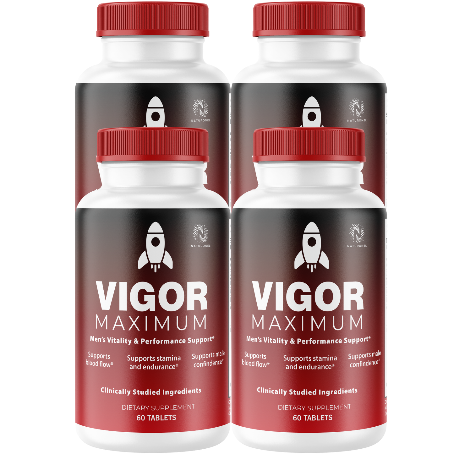 Vigor Maximum (4 Pack) Premium Men's Vitality Formula – Clinically Studied Ingredients with Longjack, Maca, L-Arginine & Zinc