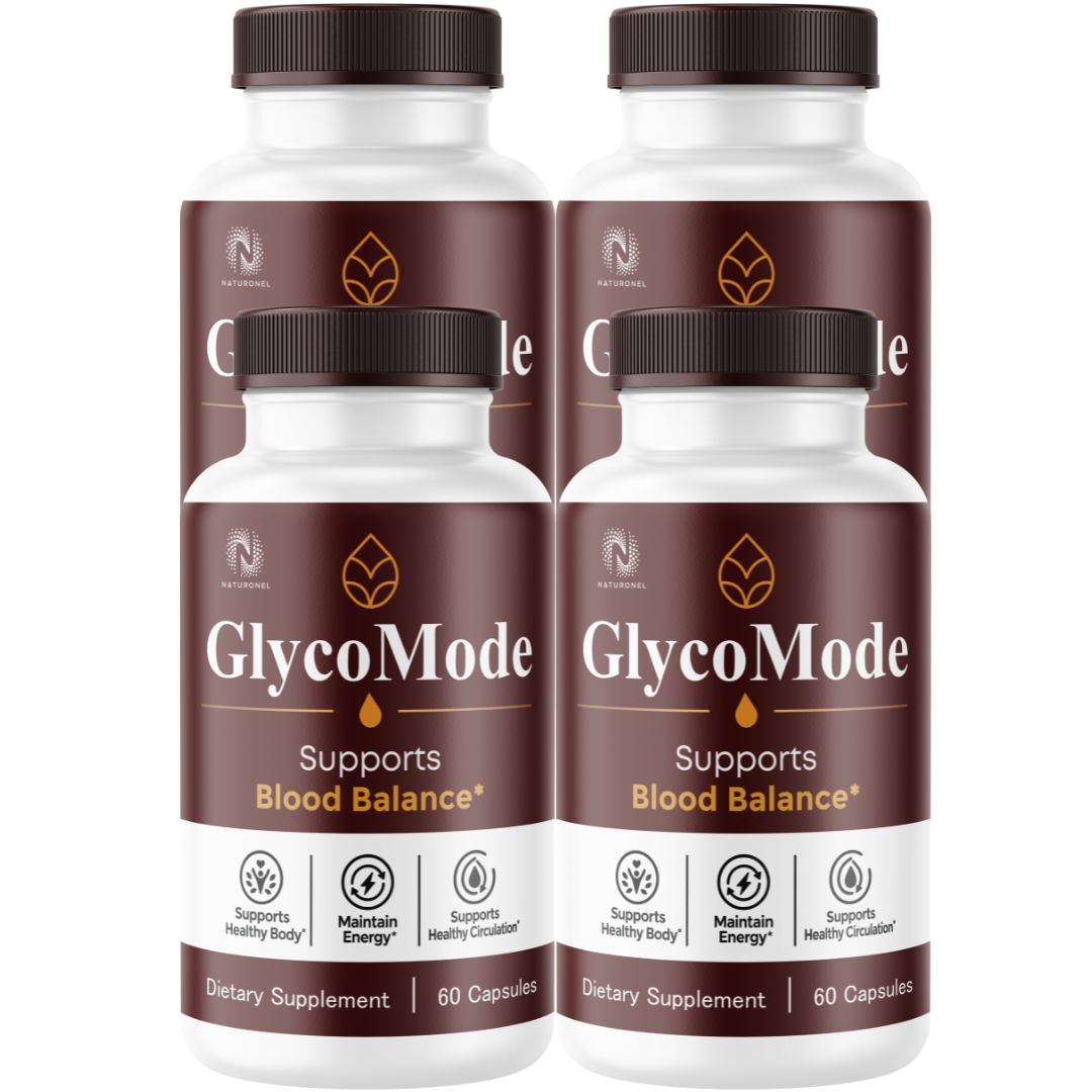GlycoMode Advanced Blood Sugar Support (4 Pack) – Blood Balance Supplement with Chromium, Cinnamon, Banaba & Bitter Melon – Supports Healthy Circulation, Metabolism & Energy