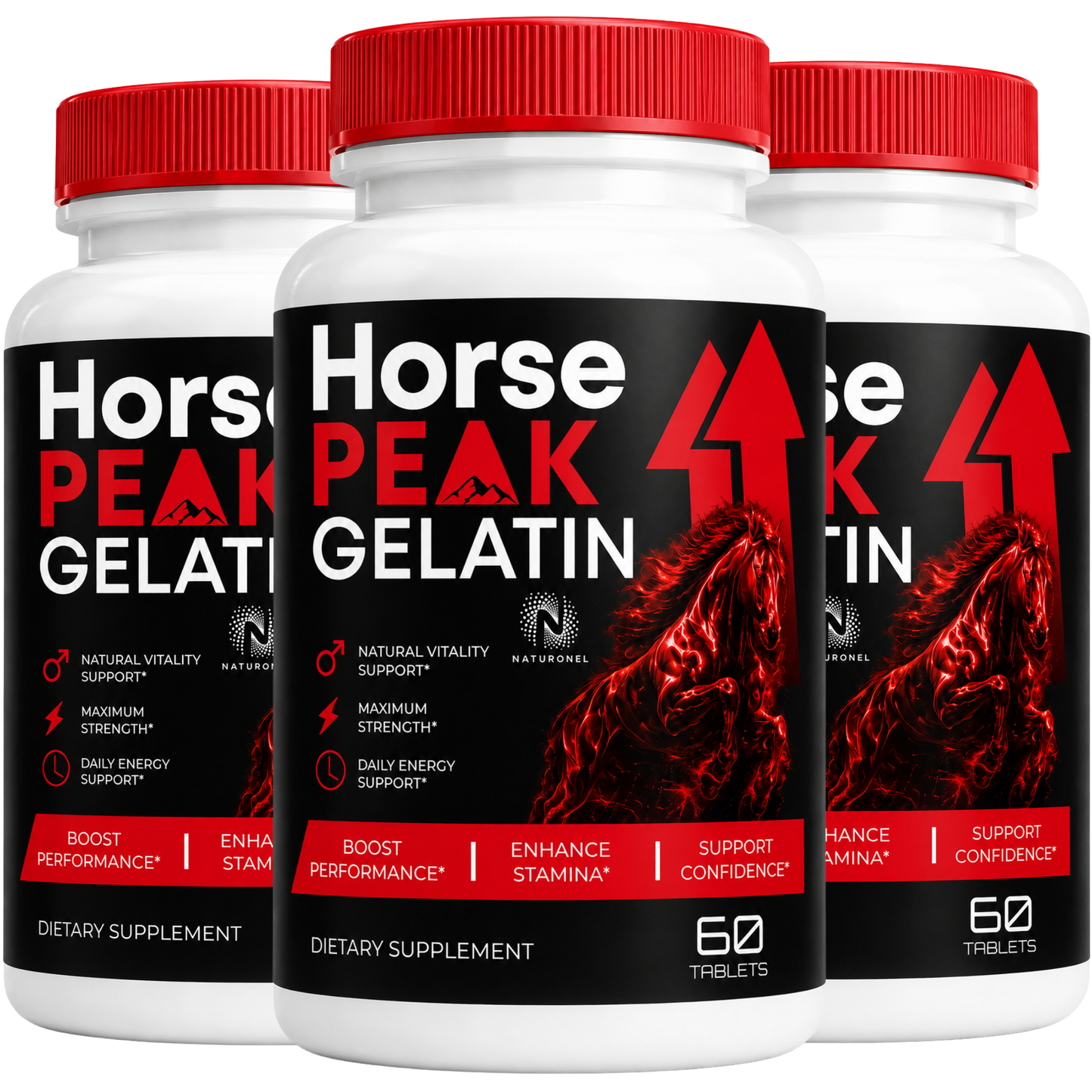Horse Peak Gelatin Tablets (3 Pack) Premium Multi-Ingredient Formula with Longjack, Maca, L-Arginine, Ginseng, Zinc & Calcium, Daily Wellness Supplement