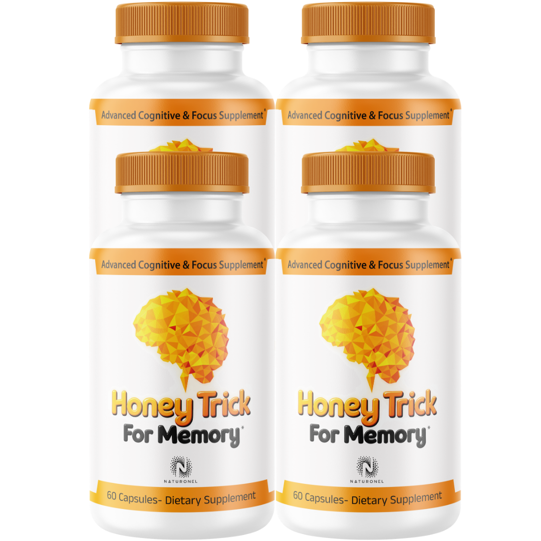 Honey Trick for Memory (4 Pack) – Premium Brain, Memory & Focus Support Supplement with DMAE, Choline & Herbal Blend