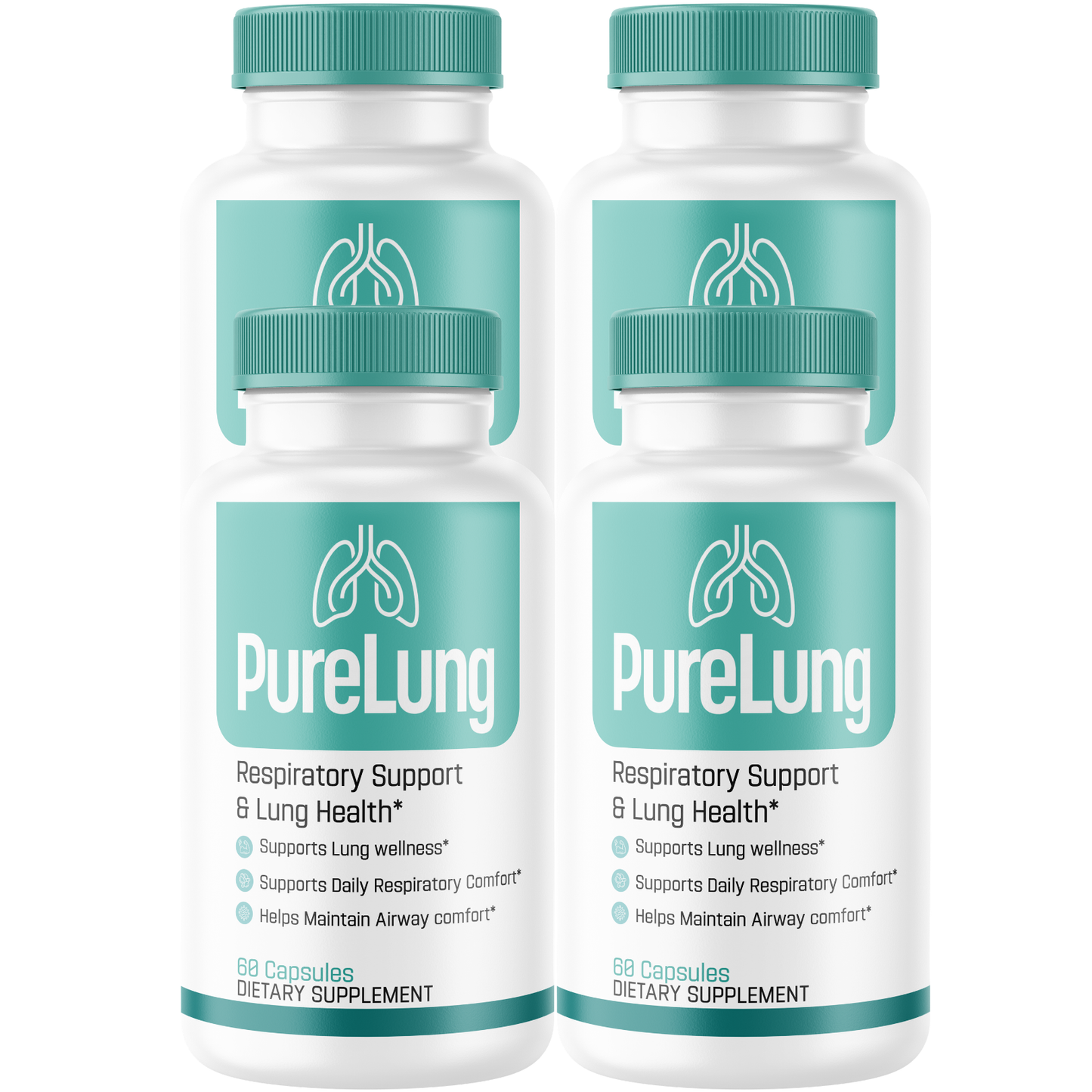 PureLung (4 Pack) Respiratory Support Supplement – Advanced Lung Health Formula with L-Arginine, L-Citrulline, Niacin & Beta-Alanine – Supports Respiratory Wellness, Healthy Airways & Daily Breathing Comfort