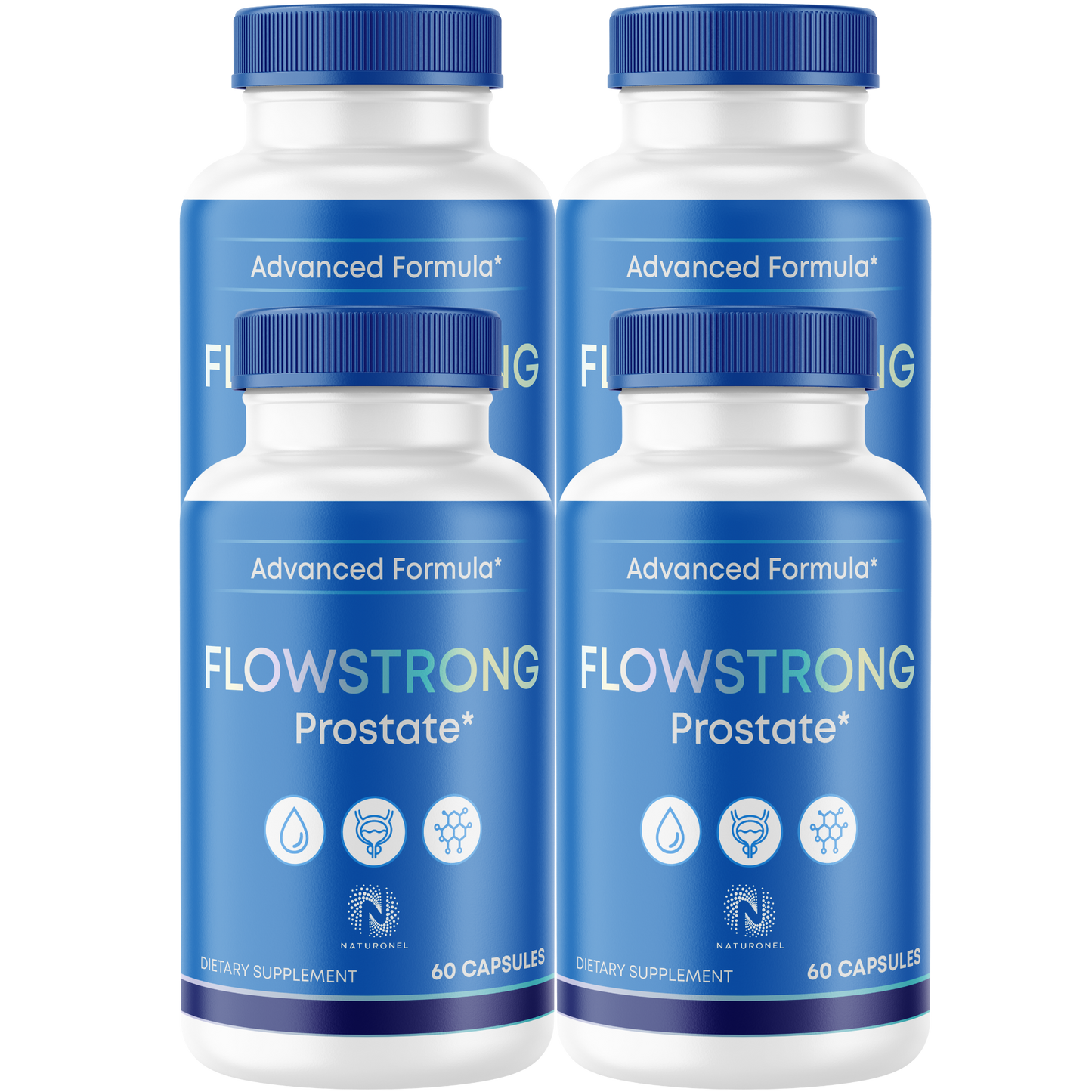 FlowStrong (4 Pack) Prostate Supplement for Men – Advanced Prostate Wellness Formula with Saw Palmetto, Pygeum, Plant Sterols, Zinc & Selenium – Daily Men's Health Support