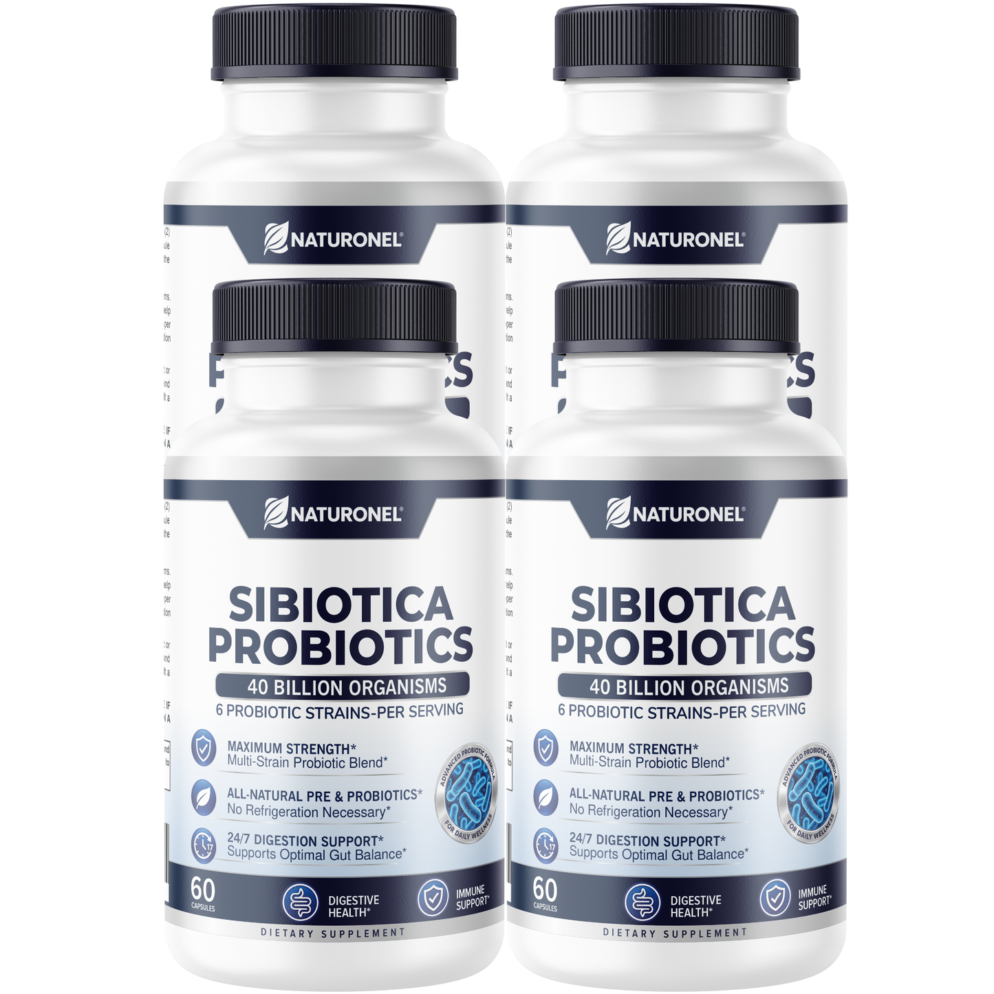 Sibiotica Probiotics 40 Billion CFU - Multi-Strain Probiotic with Prebiotics - Supports Digestive Health, Gut Balance & Immune Health