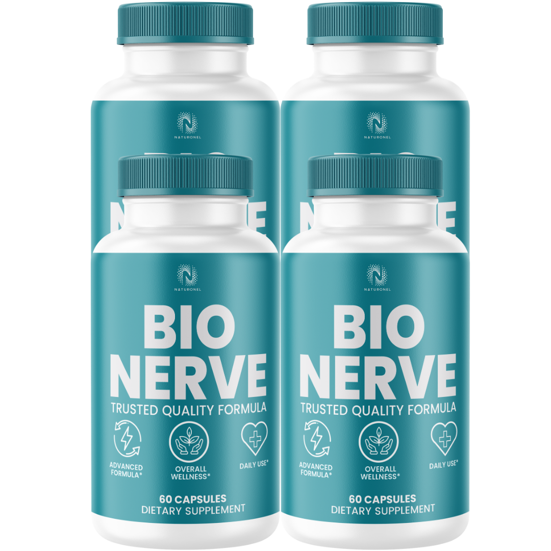 Bio Nerve Advanced Nerve Support Formula (4 Pack) – Turmeric, Glucosamine, Chondroitin, Frankincense, Ginger, MSM, BioPerine & Quercetin – Overall Wellness Support